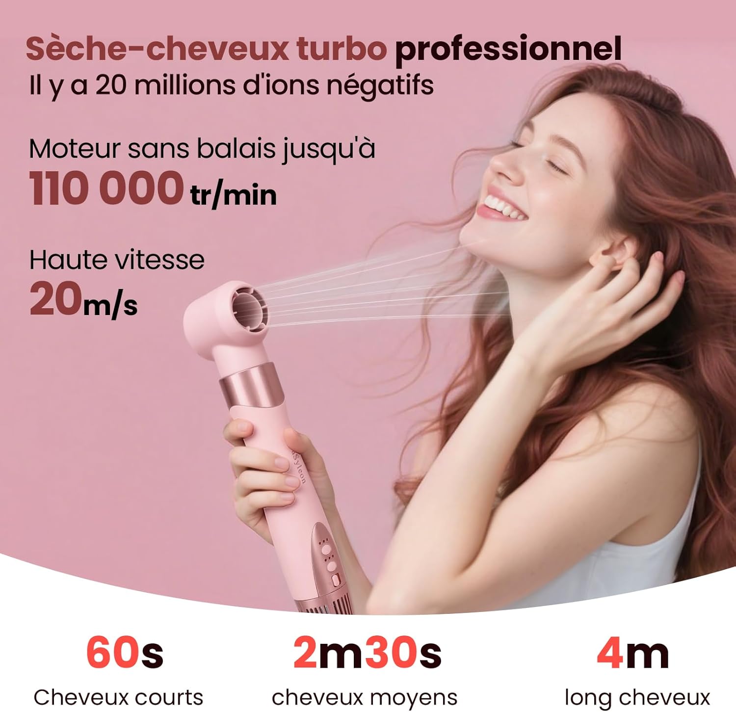 AraSyelon - Styler 6 en 1 - 32/68mm - 110 000 tr/min, ionique, boucleur