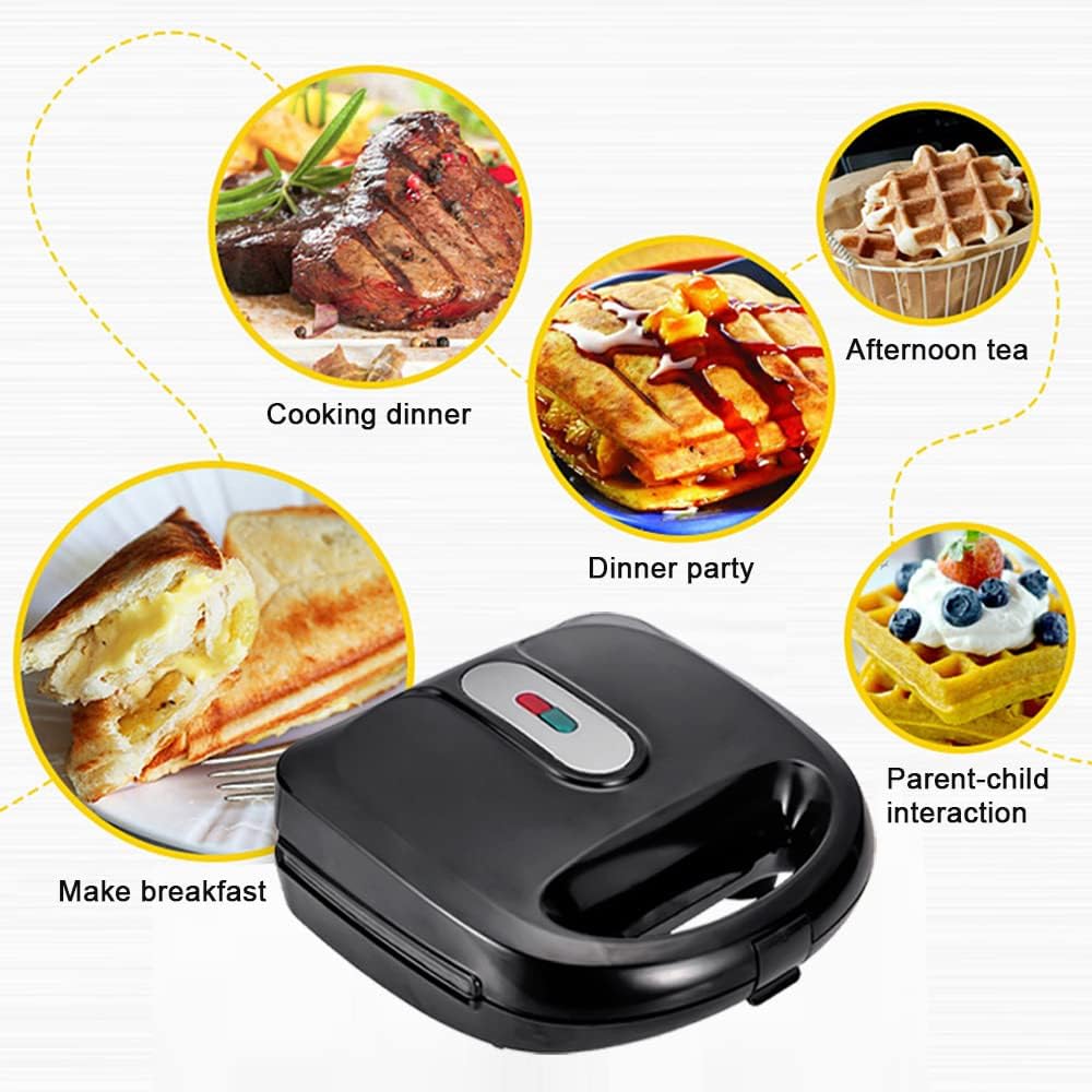 Appareil à Croque Monsieur - 750W, plaques antiadhésives détachables, thermostat automatique, 10 en 1