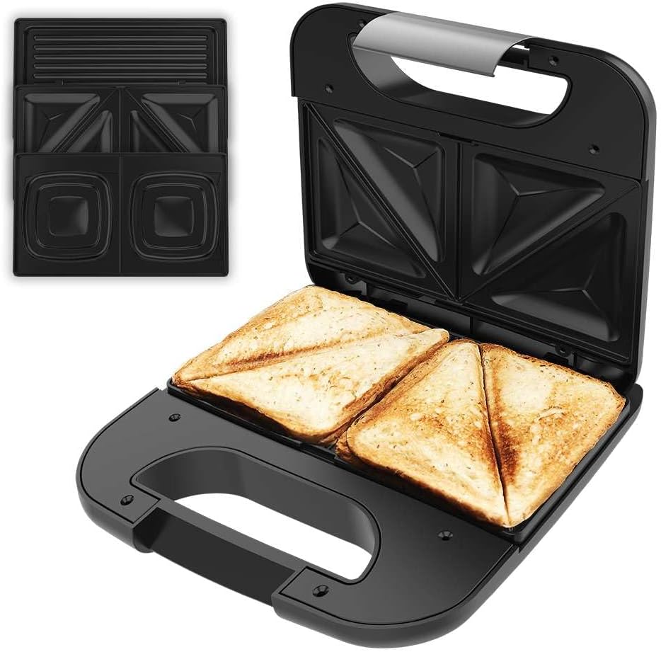 Cecotec - Rock'nToast Combo - 2 sandwiches - 800W, 3 plaques, inox, sans PFOA