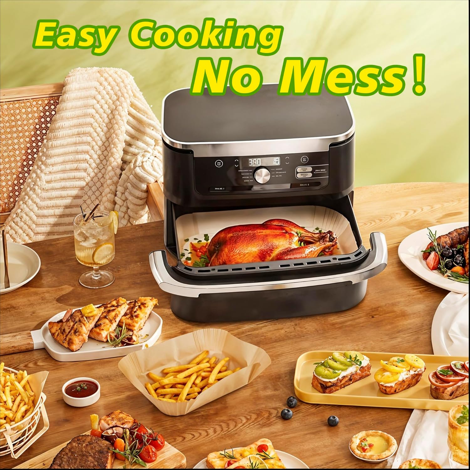 Papier cuisson air fryer - 225PCS - rond, antiadhésif, plat, AF500EU/AF500EUCP