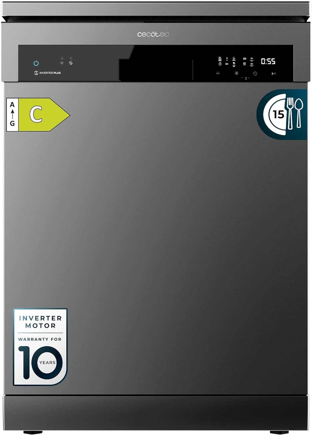 Cecotec - Bolero Aguazero 6500 Dark - 60 cm - 15 couverts, 6 programmes, moteur Inverter Plus