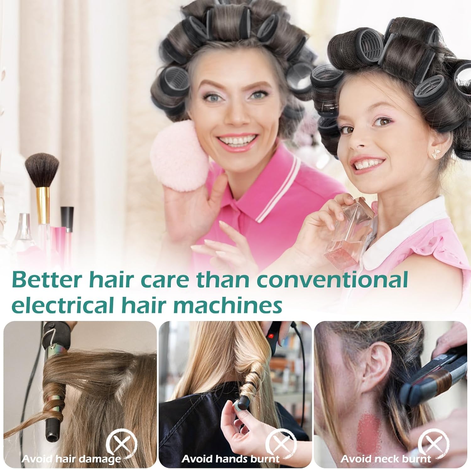 GeeRic - bigoudis auto-agrippants 33pcs - sans chaleur, avec pinces et peigne