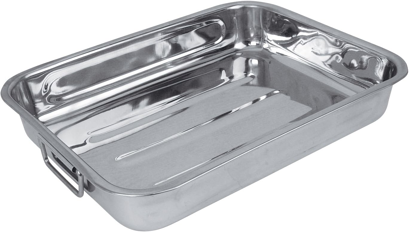 Crealys - plat à four inox 32x24cm, robuste et argenté - 500535