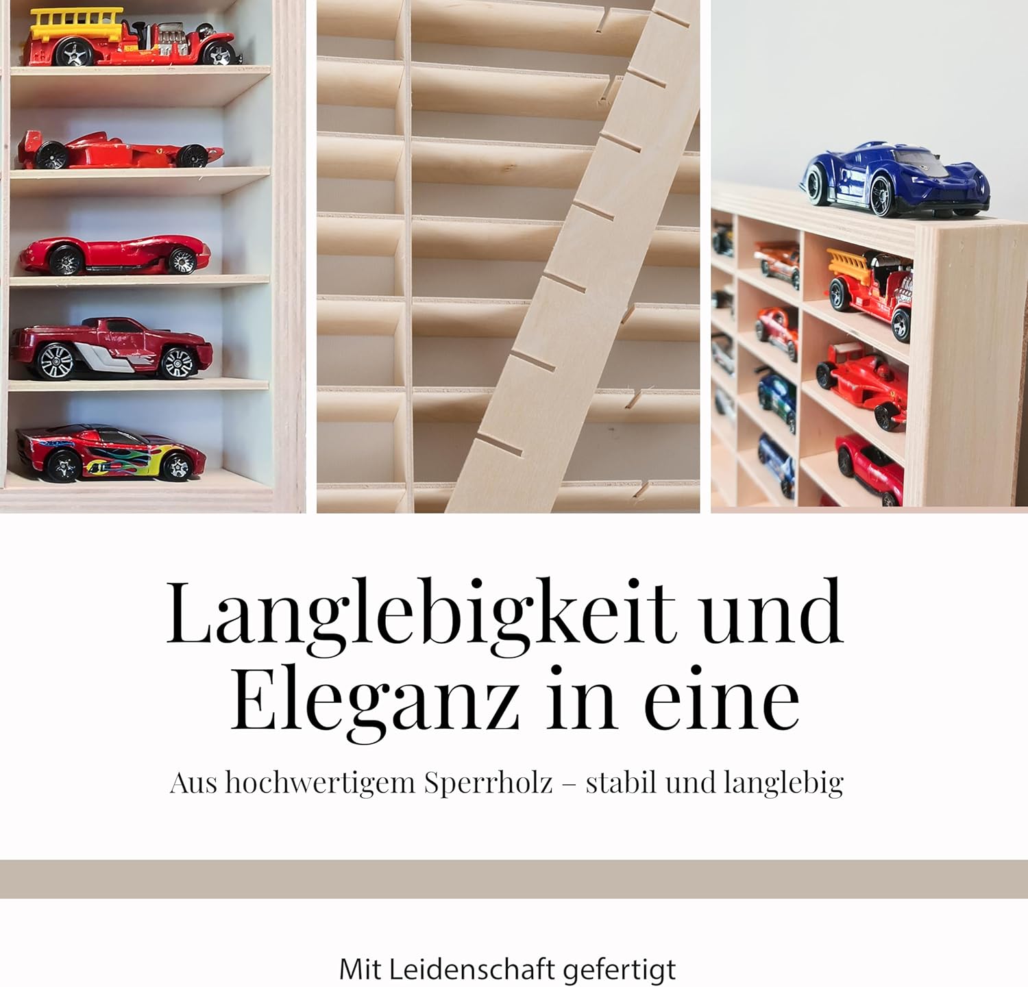 Kruzzel - étagère à voitures jouets, 80 cases, empilable, bois, 8722