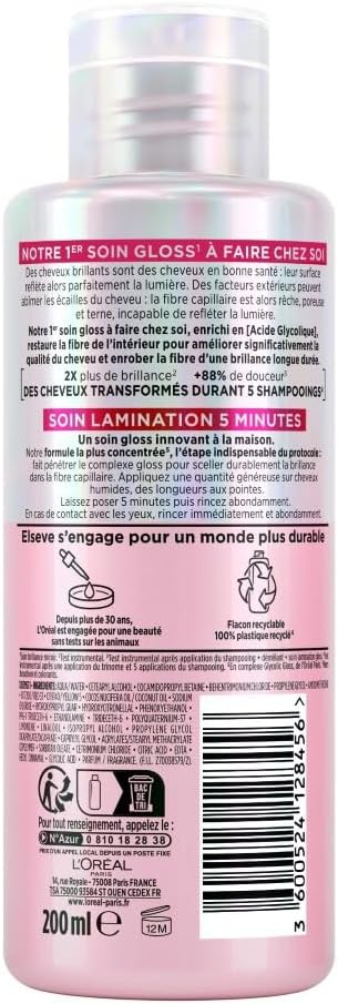 L'Oréal Paris - Elseve Glycolic Gloss - routine cheveux ternes - shampooing, soin, sérum sans sulfates, acide glycolique