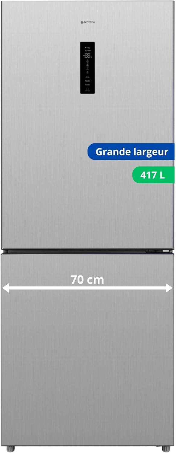 GEDTECH - combiné grande largeur 70cm, 417L, No Frost, inox - GCB417NFIX