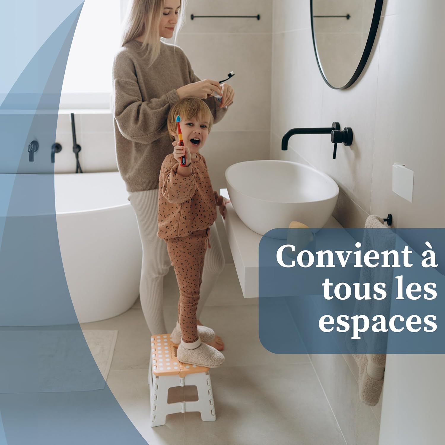 Bisoo Tabouret Pliant - Marche Pied Enfant - Tabouret Pliable Portable en Plastique - Marche Pied Pliable pour Salle de Bains et Cuisine - Sûr et Pratique pour Filles & Garçons - 22 cm Miel