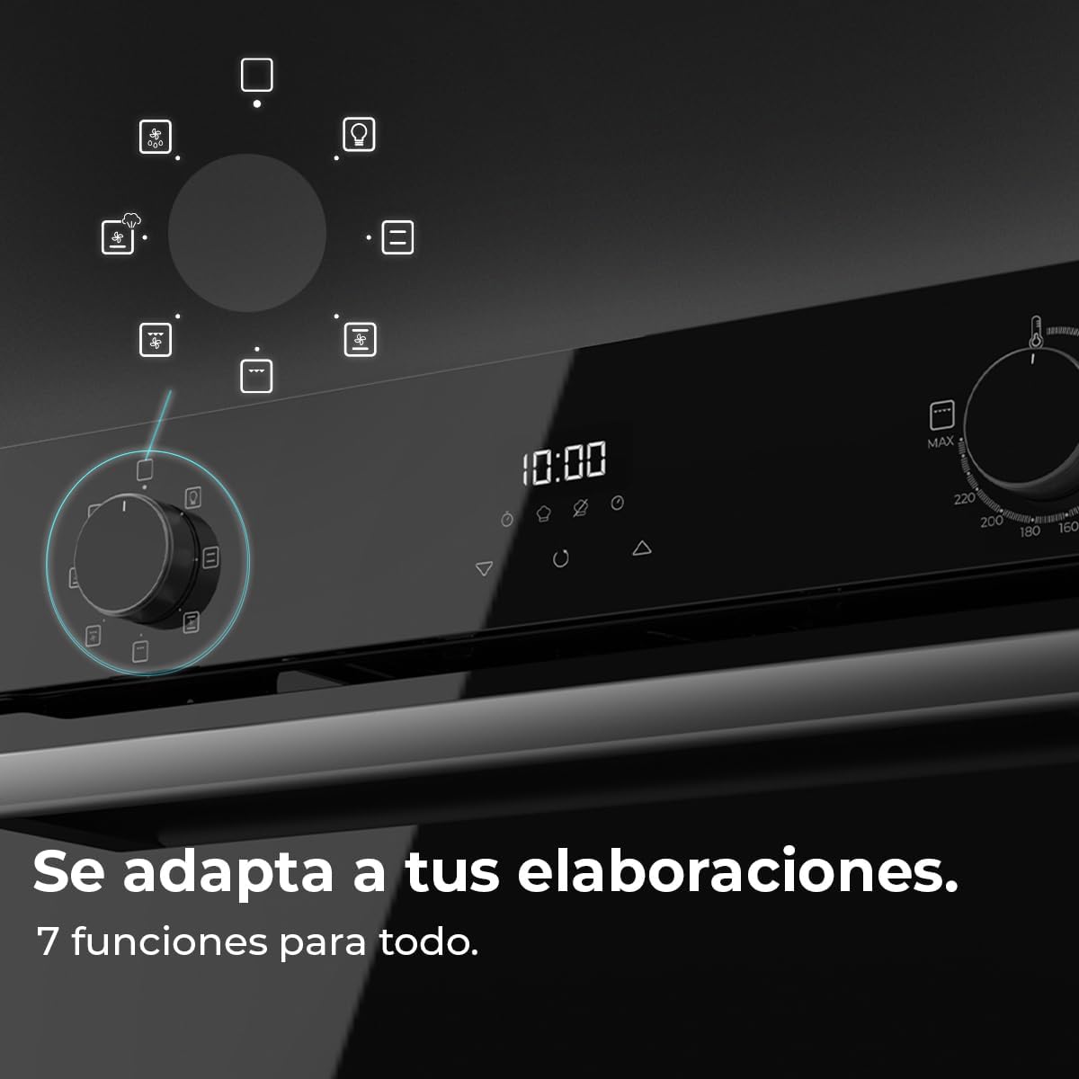 Cecotec - Four encastrable Bolero série Hexa, 53L, 2600W, 7 fonctions, nettoyage facile, M224500