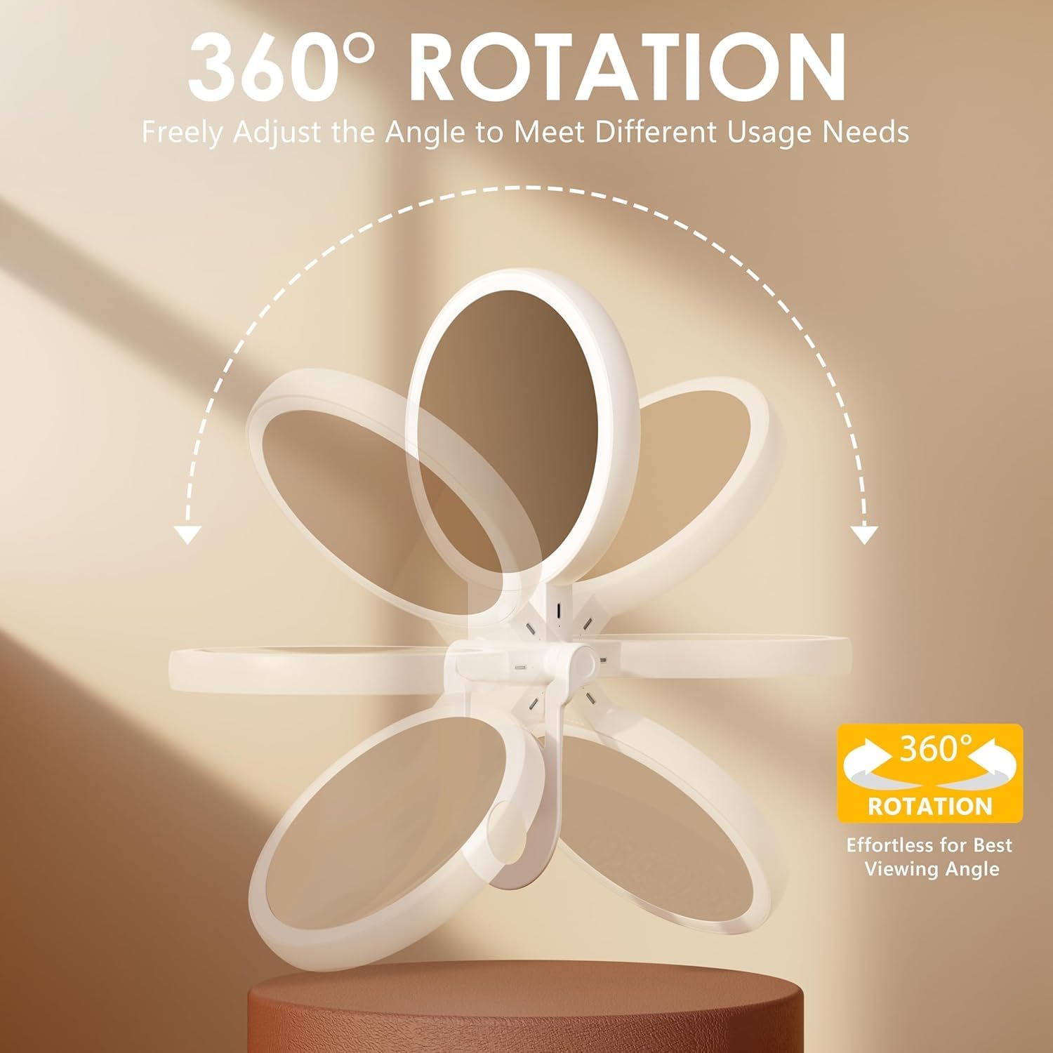 Auxmir - miroir maquillage double face 30X/1X, LED, rechargeable, pliable