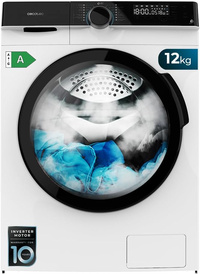 Cecotec - Bolero DressCode 121000 - 12 kg - 1400 tr/min, 2000 W, 14 programmes, nettoyage auto, WoolMark