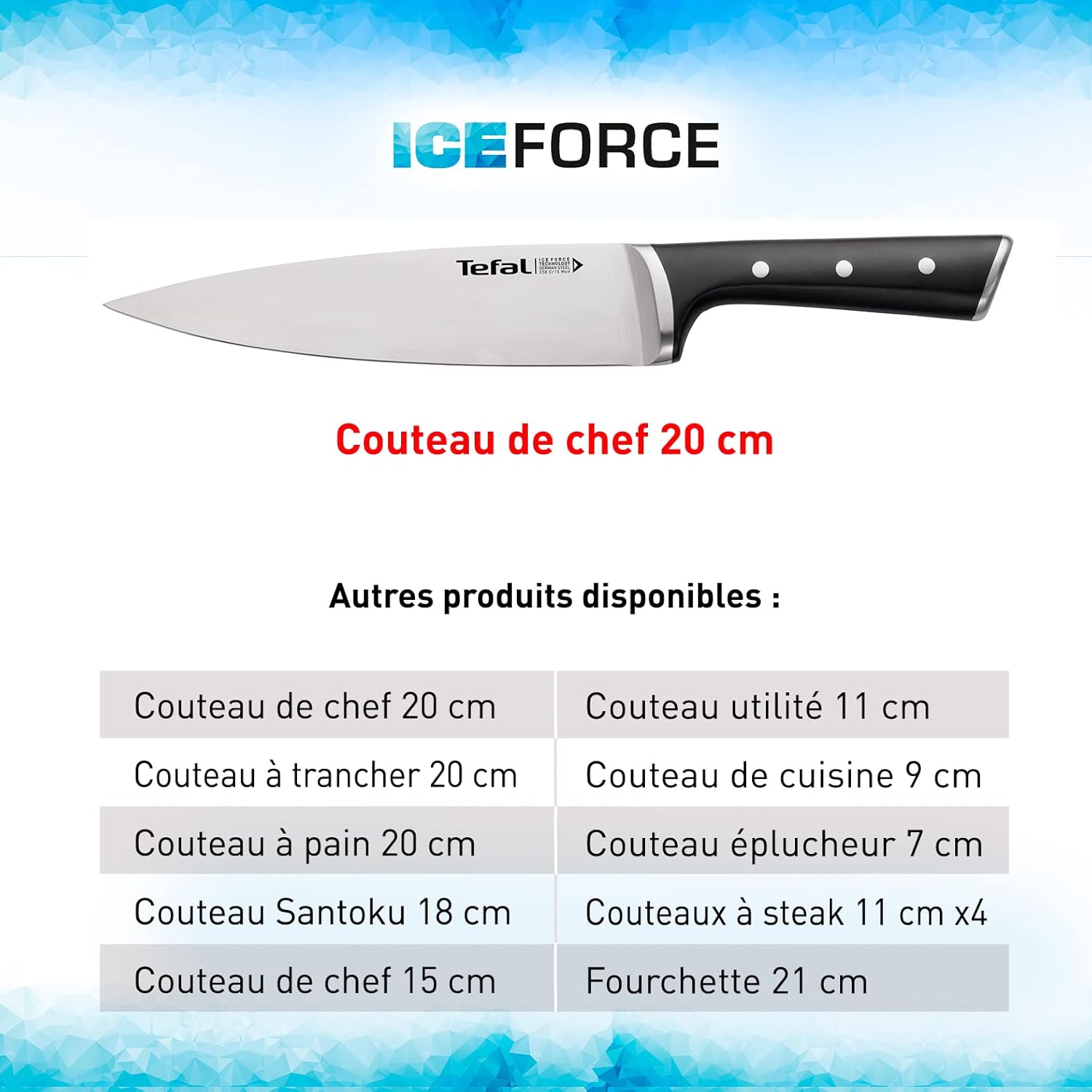 Tefal - Ice Force - 11 cm - Couteau inox allemand, tranchant durable, garantie 10 ans K2320914