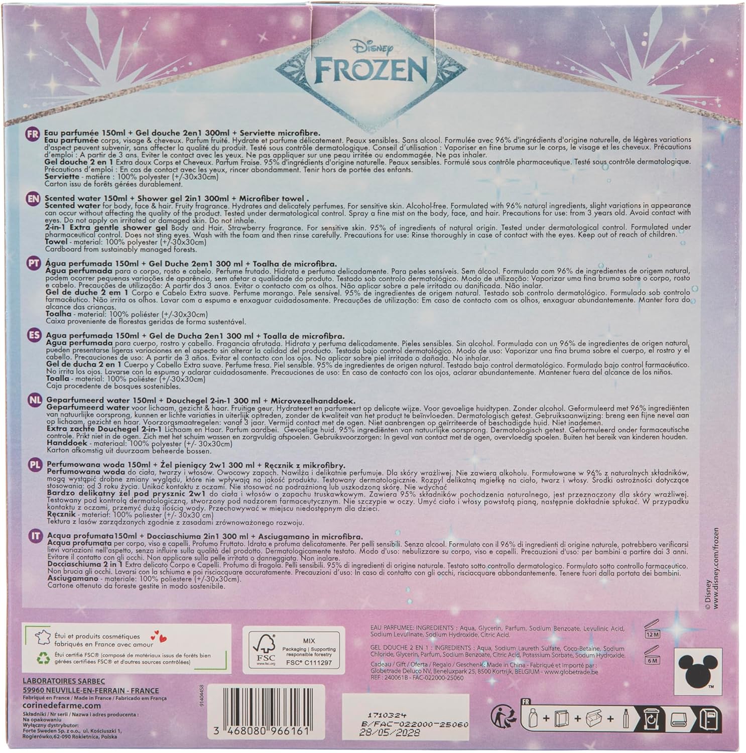 Corine de Farme - Coffret Frozen - 150ml+300ml - parfum fruité, 96% naturel, dès 3 ans