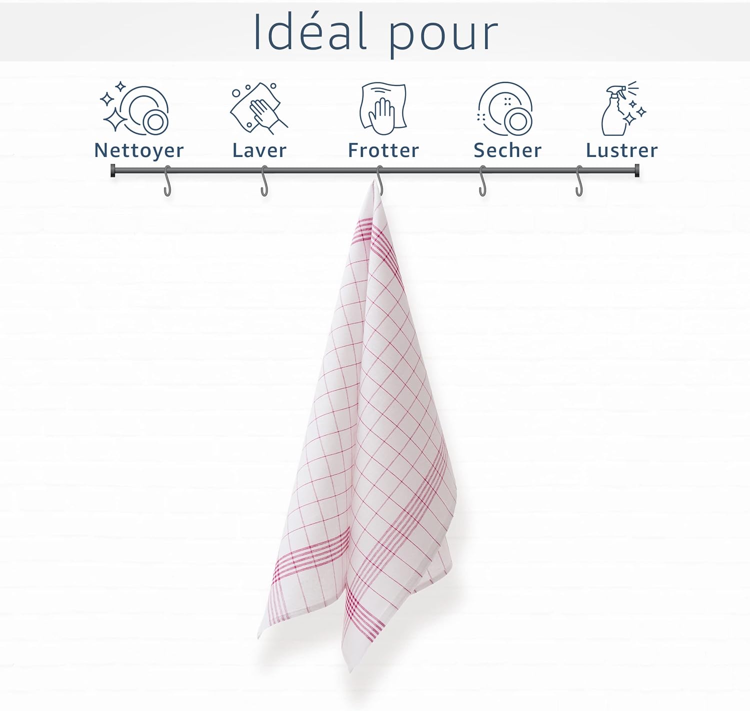 Amago - torchons (lot de 10), 50x70cm - rouge, coton absorbant