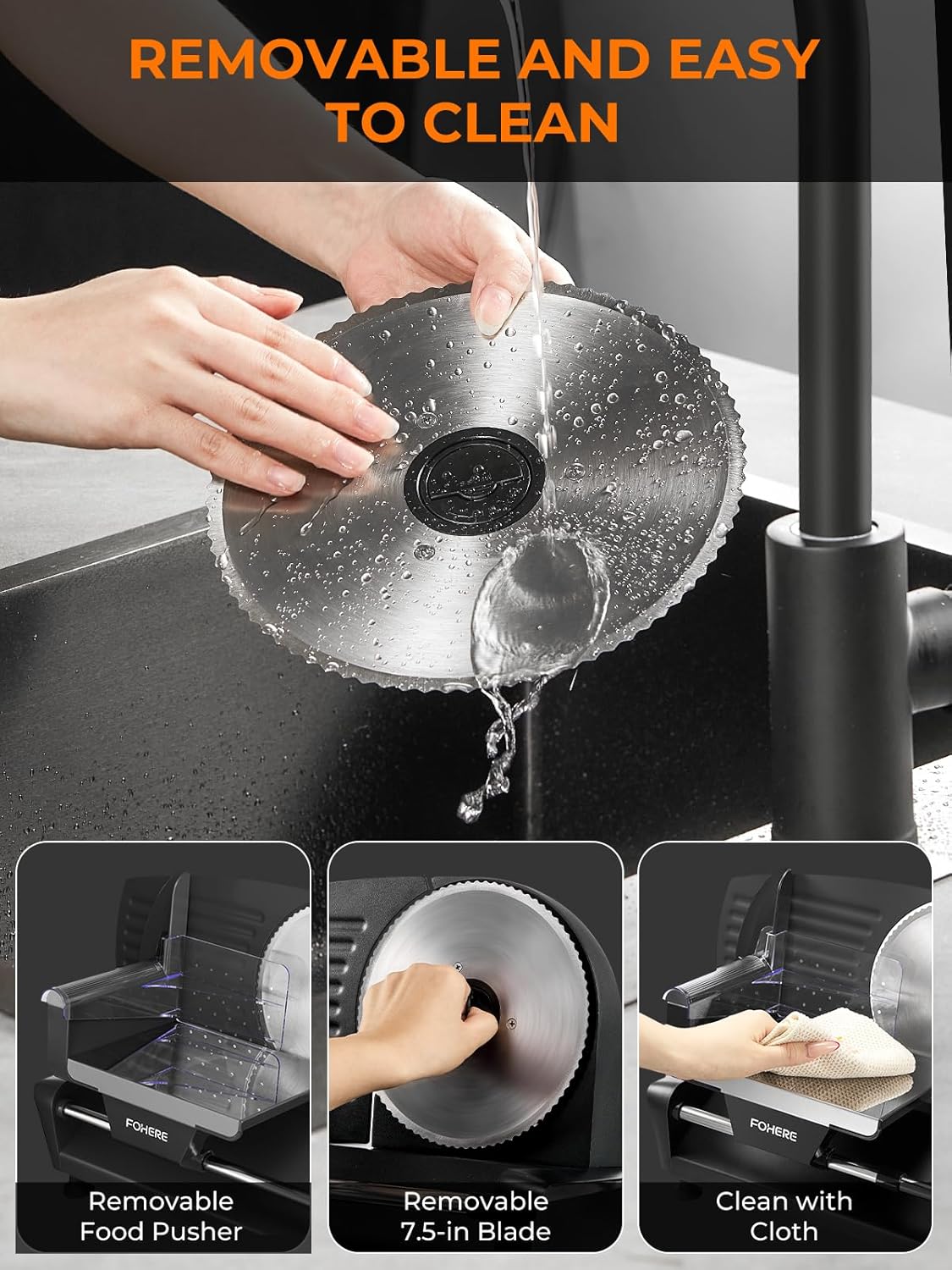 Trancheuse électrique - 250W, 3 lames, épaisseur 0-15mm, sécurité