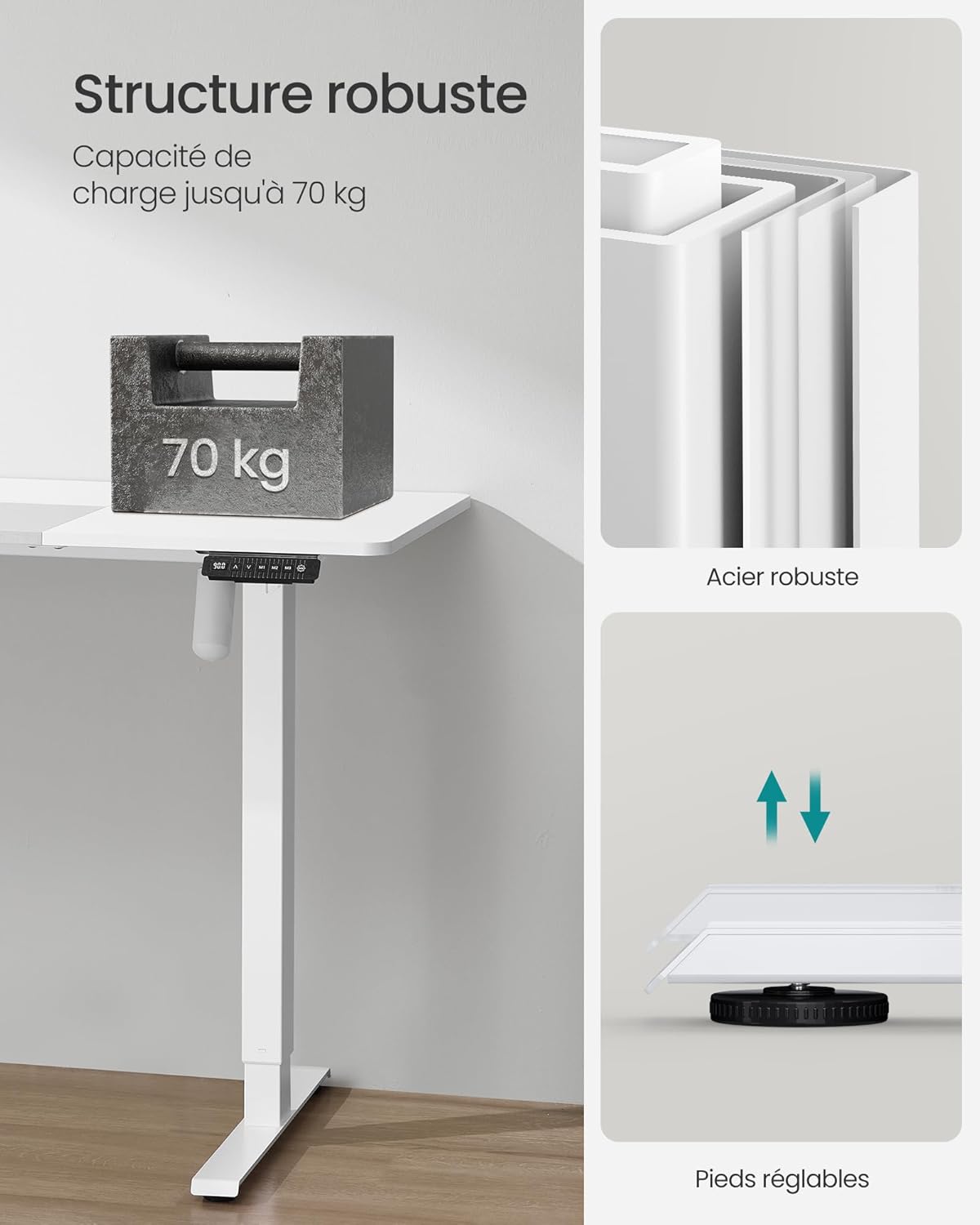 SONGMICS - bureau électrique assis-debout, 120x60 cm, 4 mémoires, LSD015W02