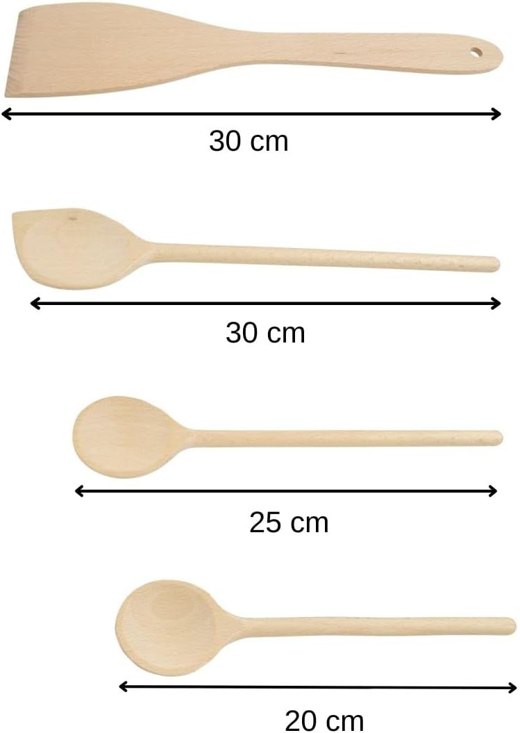 Fackelmann - set 31125 - 20/25/30cm - ustensiles bois FSC, lot 4 pièces