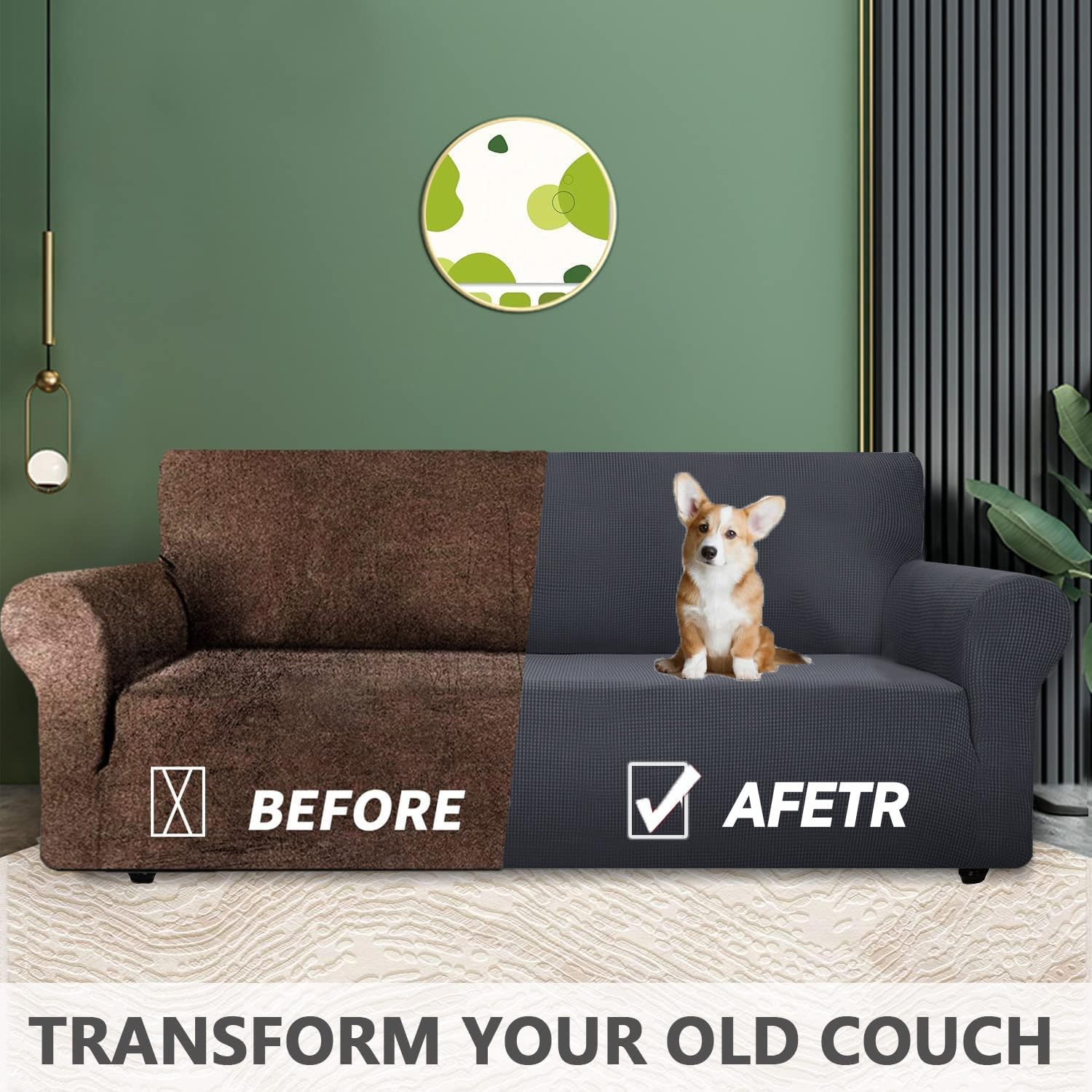 Housse canapé 3 places - extensible accoudoirs - gris foncé - antidérapant lavable