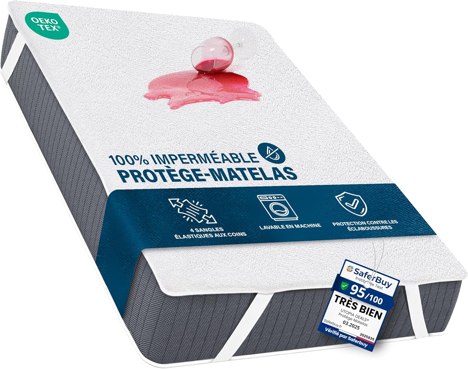 Utopia Bedding - Protège-matelas housse - 135x190 cm - imperméable, respirant, 4 coins élastiques, Oeko TEX