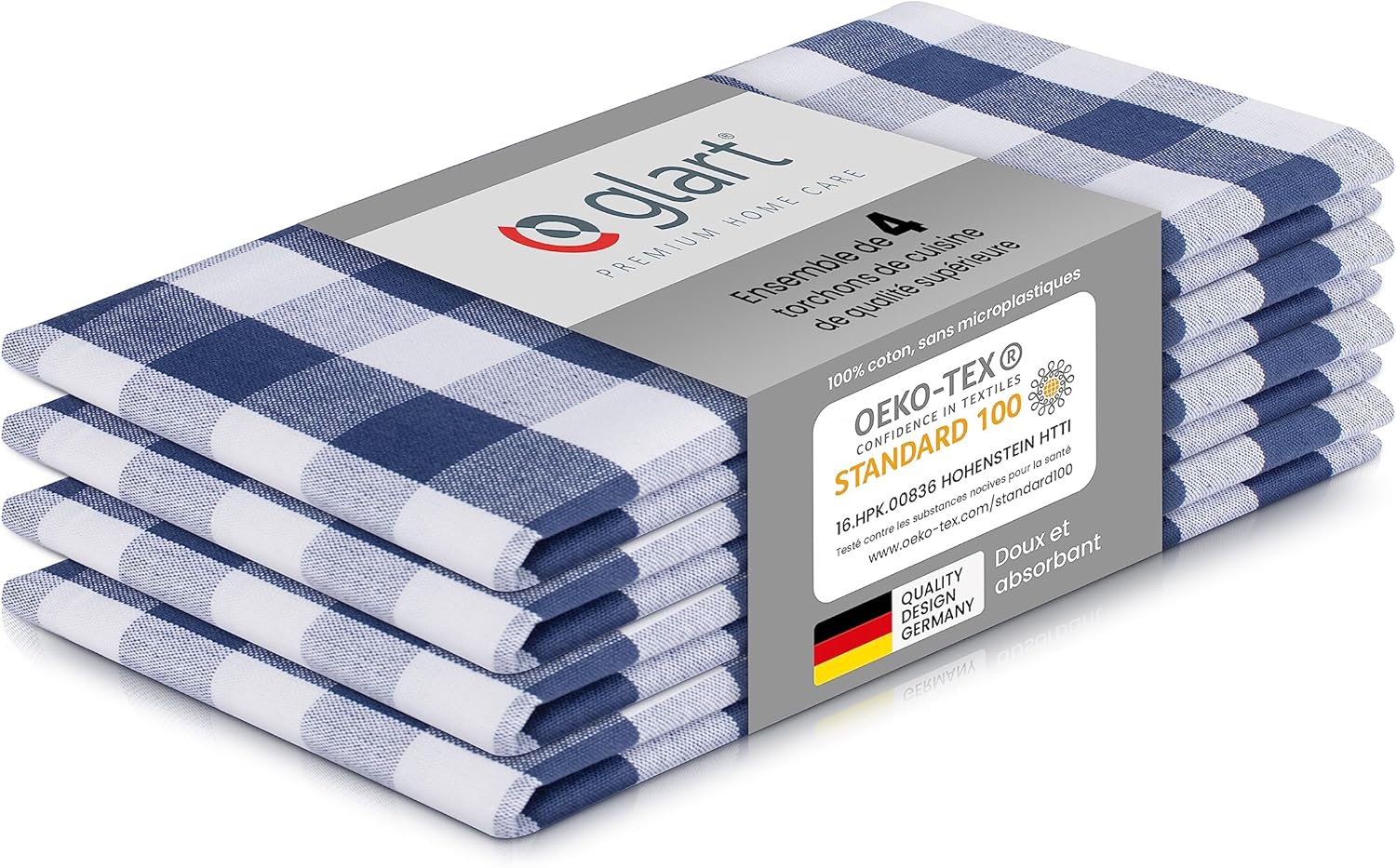 Glart - lot de torchons coton 50x70 cm - absorbants et lavables - 48BYB