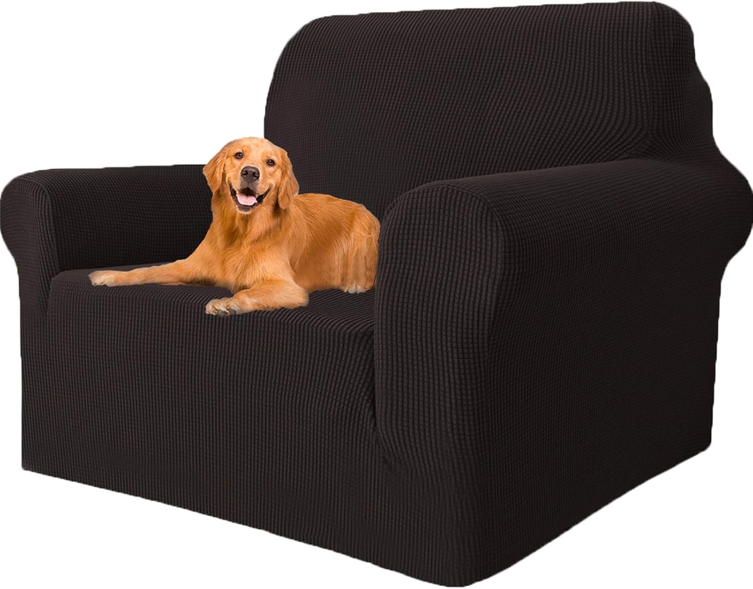 Housse canapé 1 place - extensible, antidérapante, accoudoirs, antitaches - universelle, super élastique - café