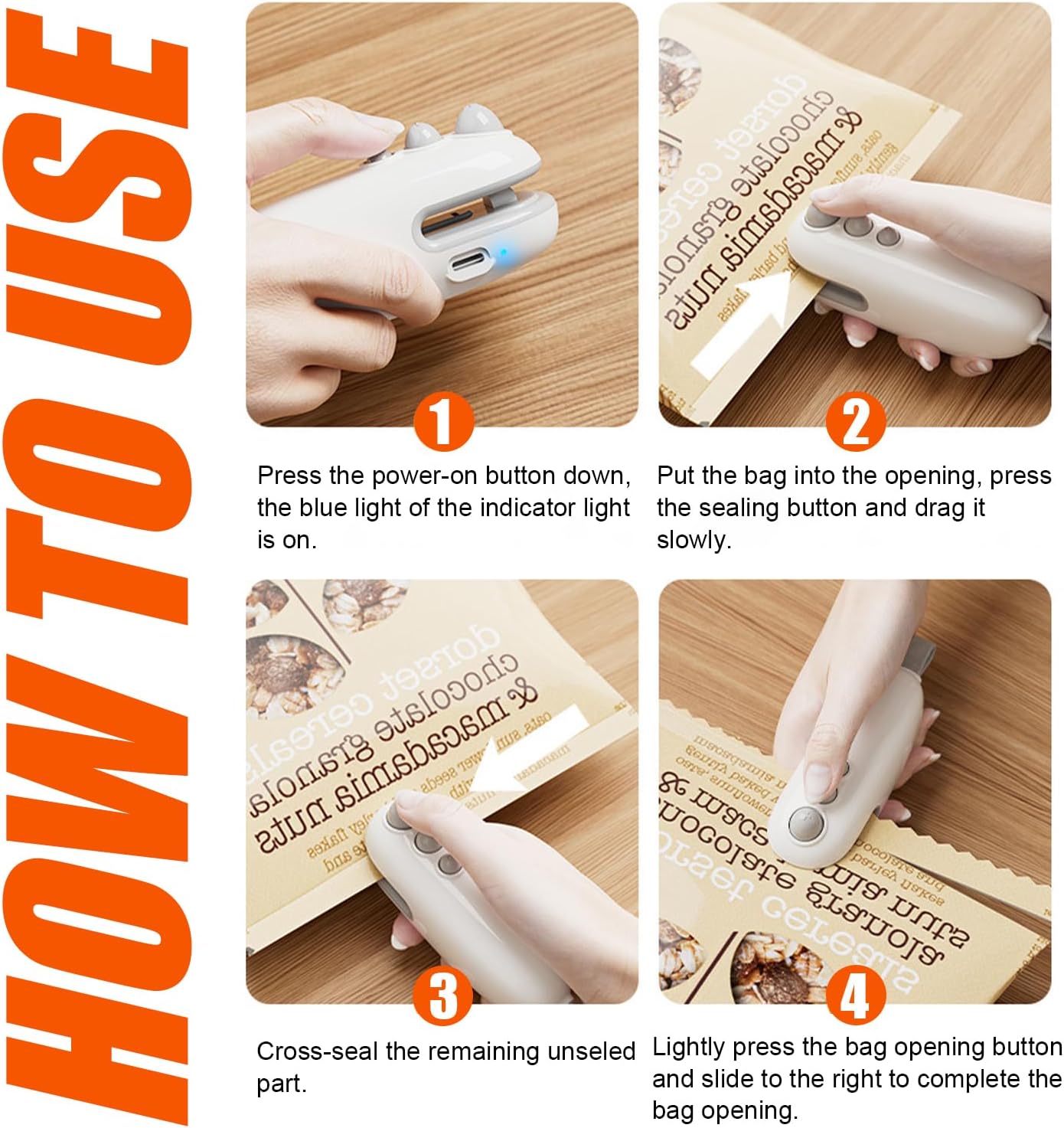 Scelleuse portable - compacte - rechargeable USB - coupe et scelle sacs