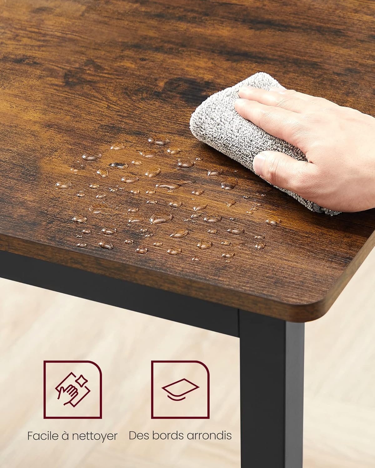 VASAGLE - Table de bar industrielle, 70x110x77 cm, 4 places, KDT081B01