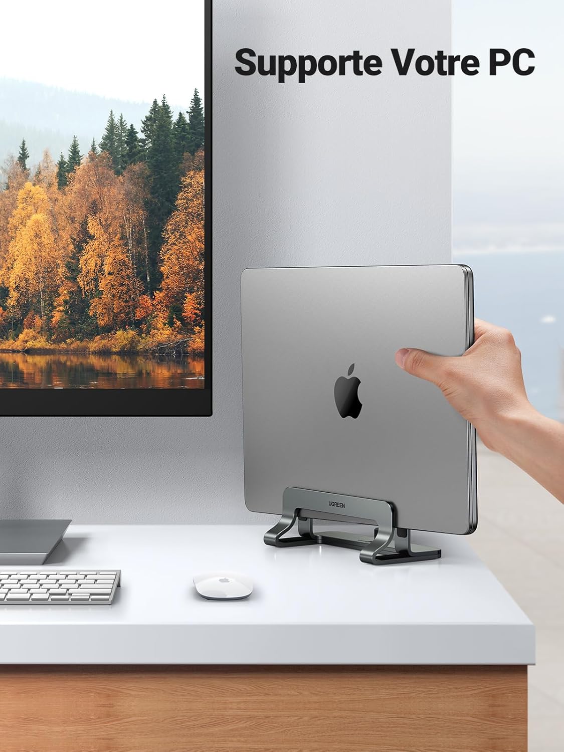 UGREEN - Support Vertical Aluminium - réglable - MacBook, PC, iPad Pro, gris