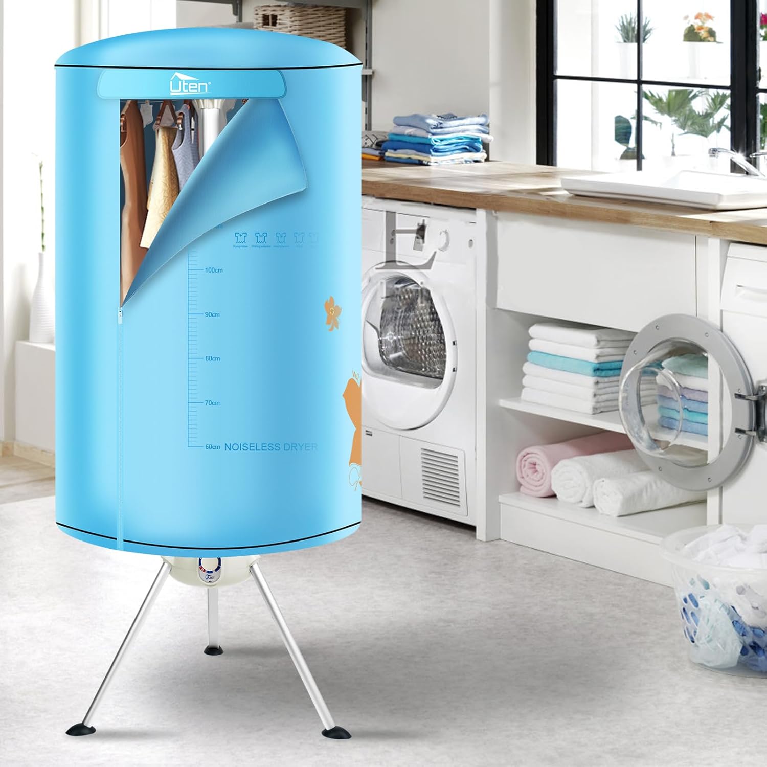 Sèche-linge électrique portable - rond - 1000W, minuterie, compact