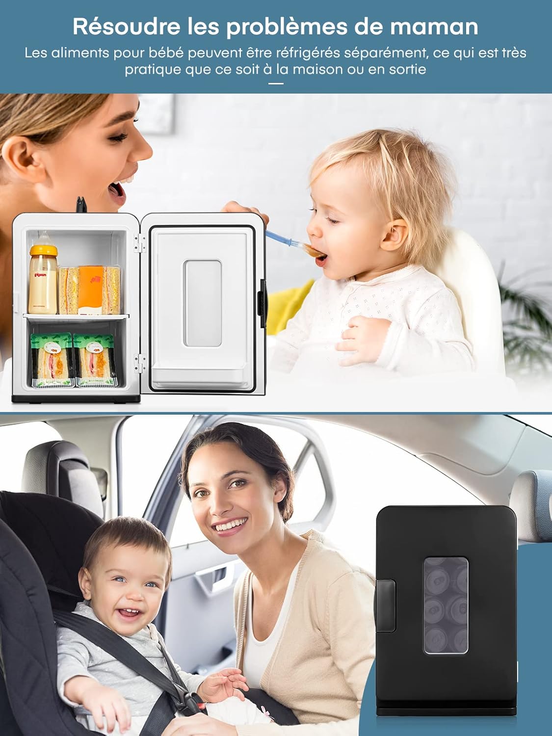 NORTHCLAN - Mini Frigo 15L - froid/chaud, silencieux, 12V/220V