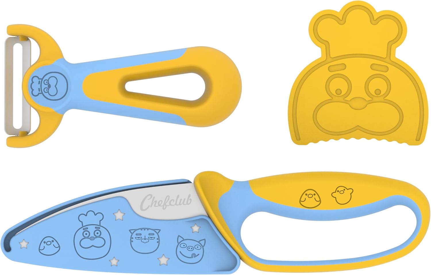 Chefclub - Coffret Kids - couteau éplucheur inox, manches soft, sécurité enfant
