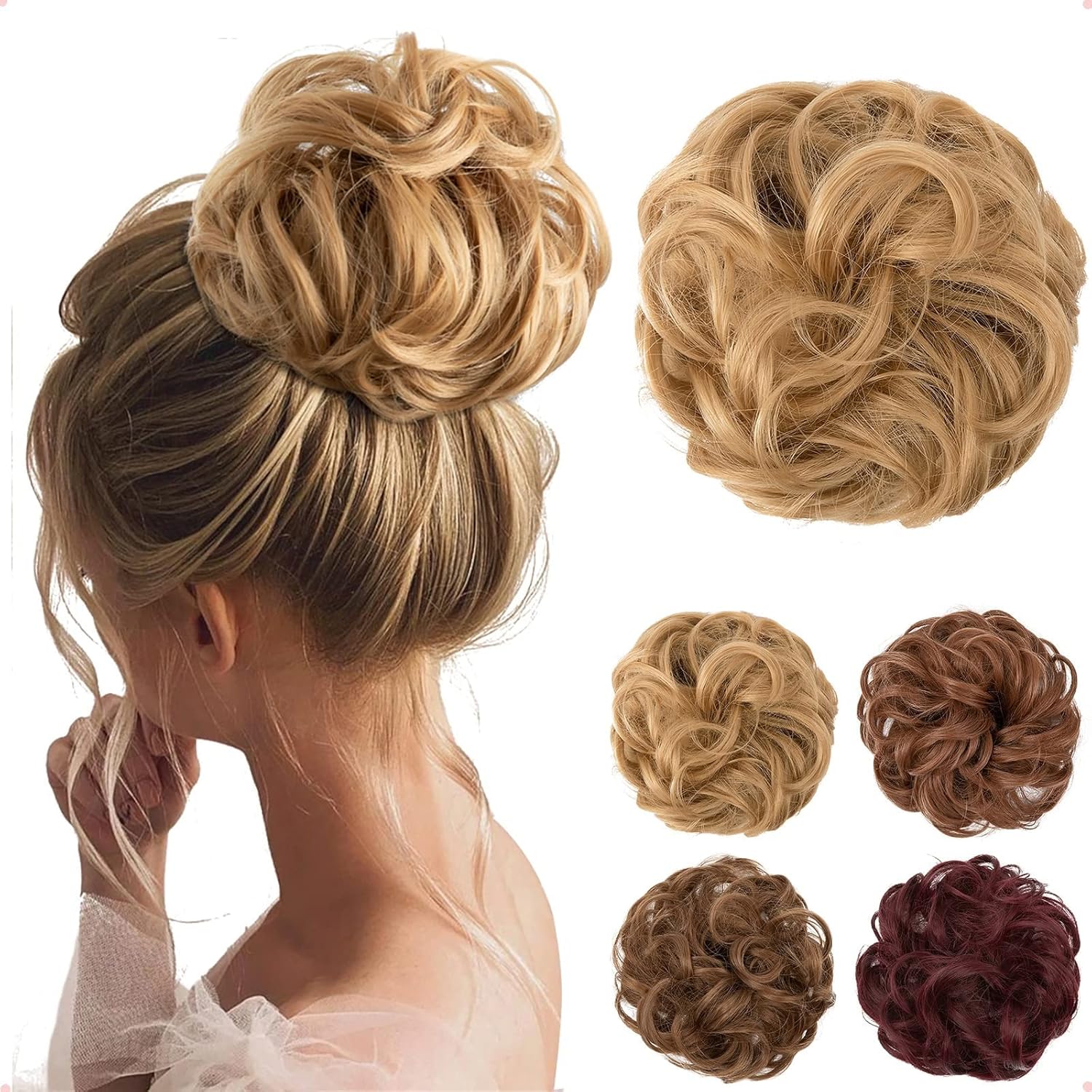 JJstar - chignon postiche bouclé auburn doré - cheveux naturels