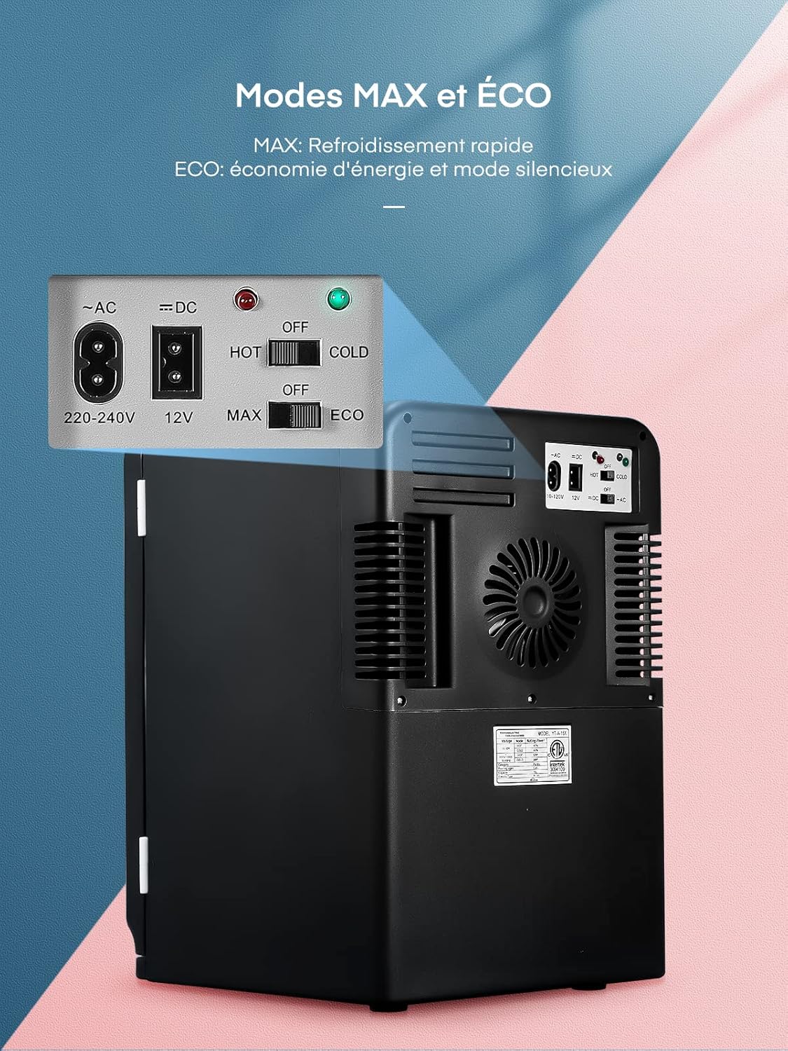 NORTHCLAN - Mini Frigo 15L - froid/chaud, silencieux, 12V/220V