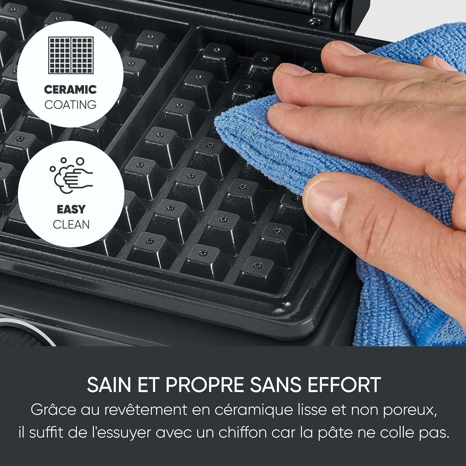 SEVERIN - gaufrier compact - 1600W, antiadhésif, sans PFAS, WA 2130