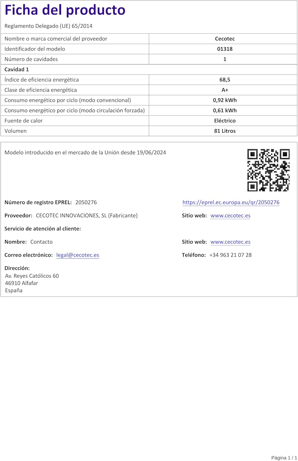 Cecotec – Bolero Hexa – 81L – Airfryer, Pizza, vapeur, nettoyage – 9506000