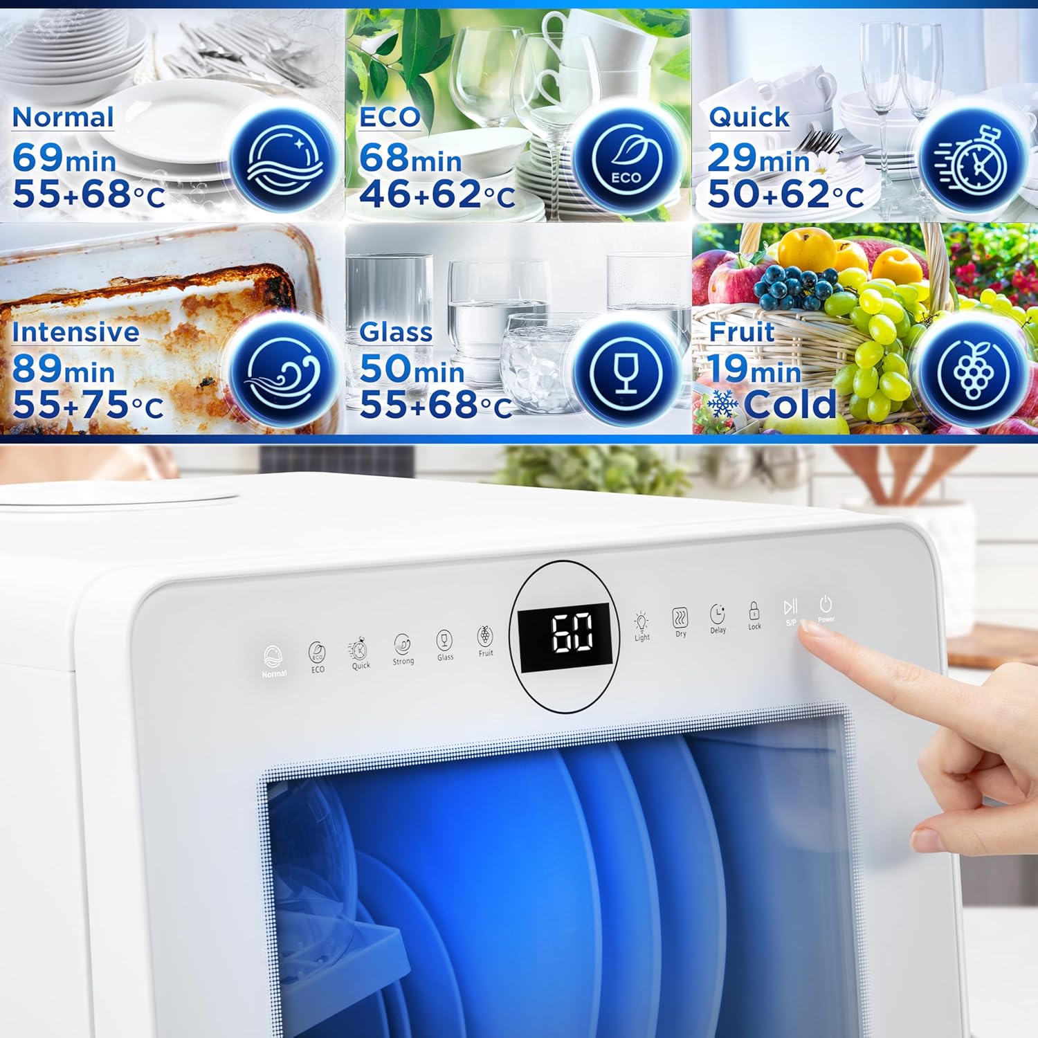 Duronic - DW5 WE - compact, 950W, 7 programmes, séchage efficace