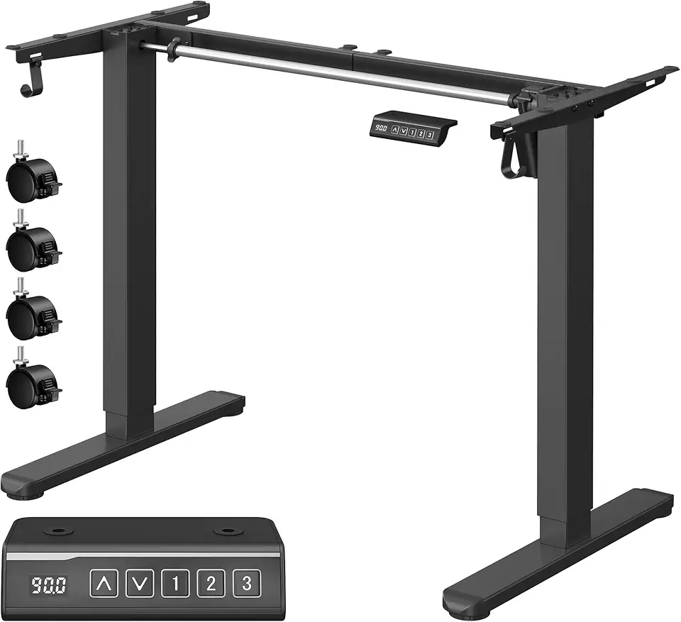 VASAGLE - cadre bureau réglable, acier, 3 mémoires, noir, LSD021B01V2