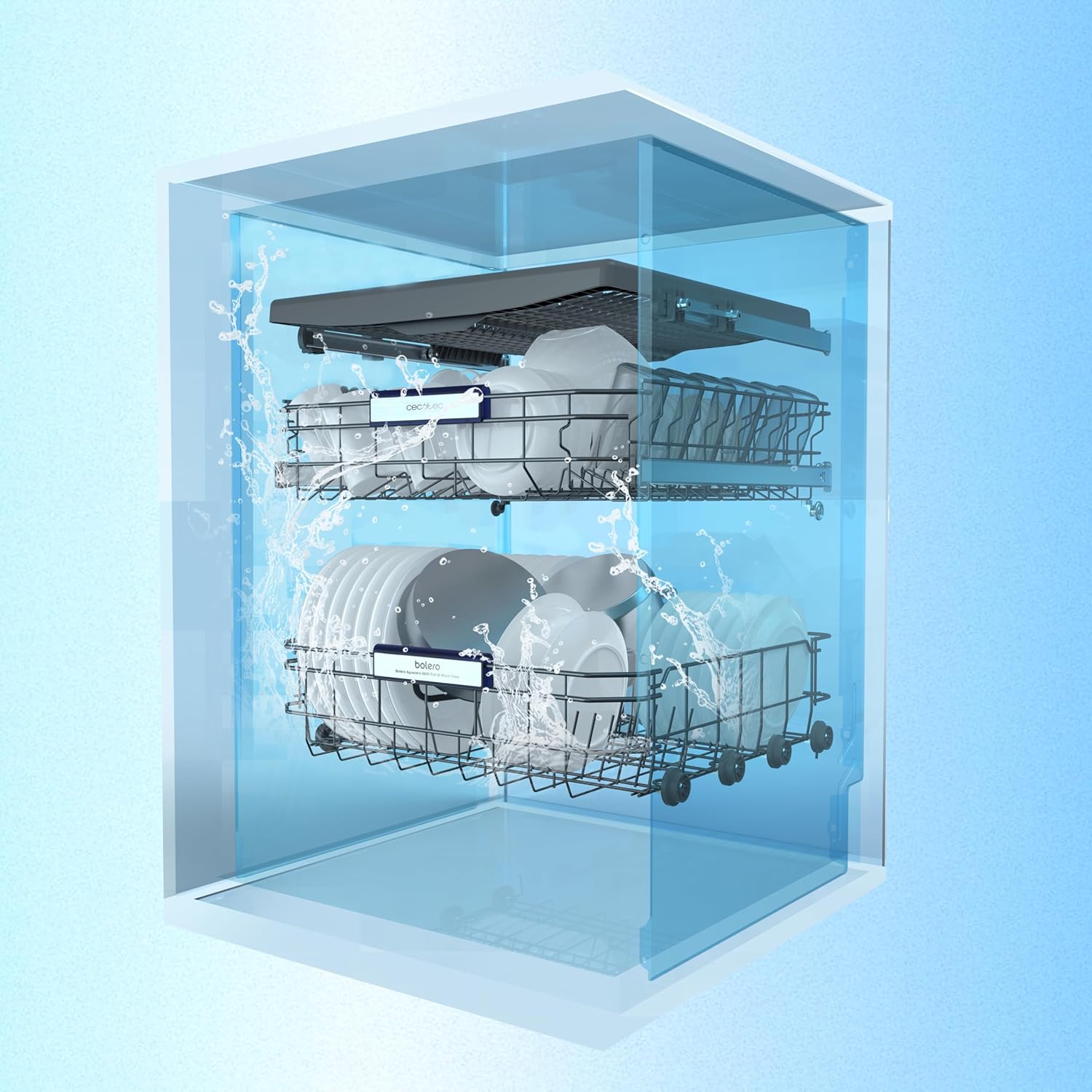 Cecotec - Bolero Aguazero (6620 Full-BI) - 60cm - 15 couverts, 8 programmes, écran FullColor, moteur Inverter, Turbo Dry