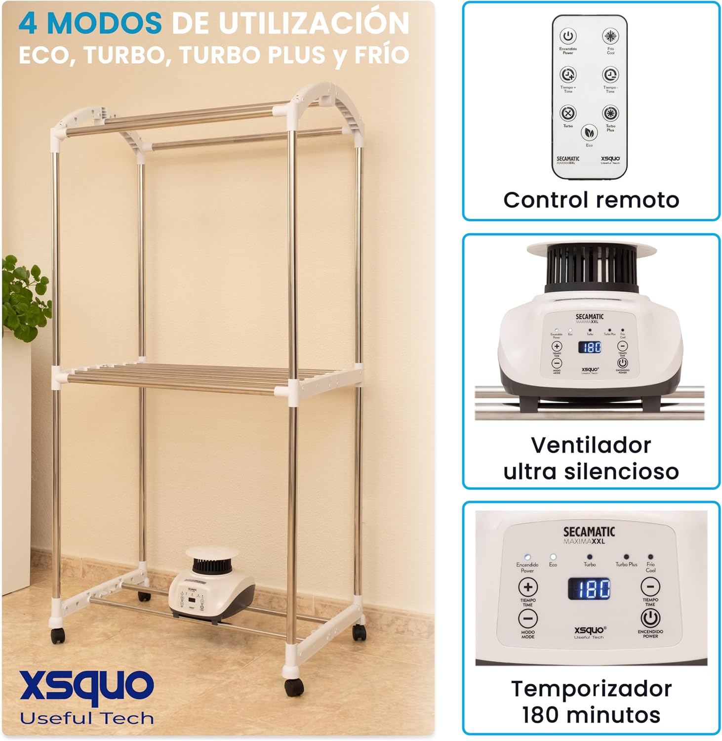 Sèche-linge ventilé XXL, 15 kg, 1200W, armoire, minuterie 180 min