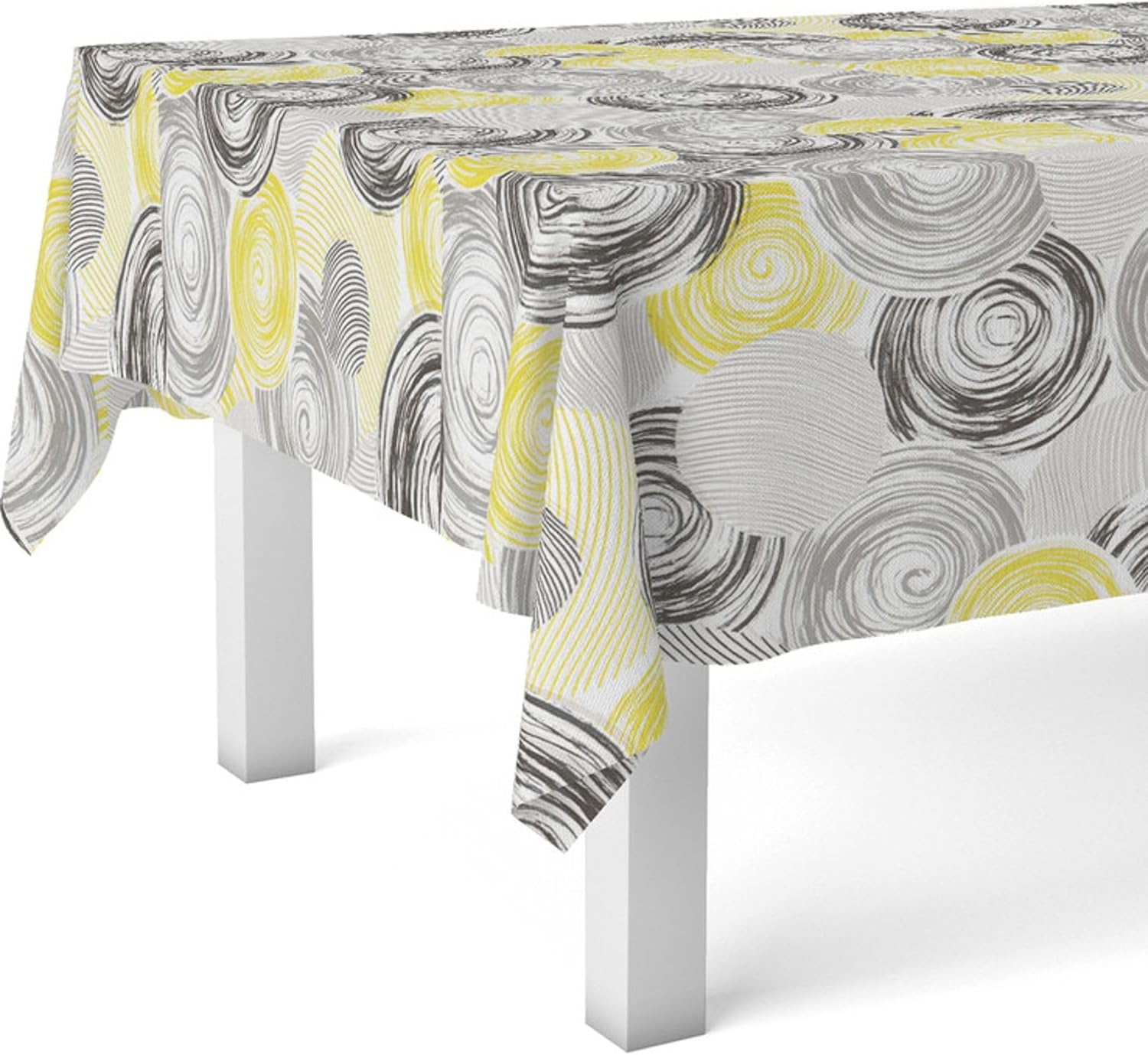 Nappe en toile cirée - rectangulaire, 140x140 cm, anti-taches, imperméable, Circle Jaune