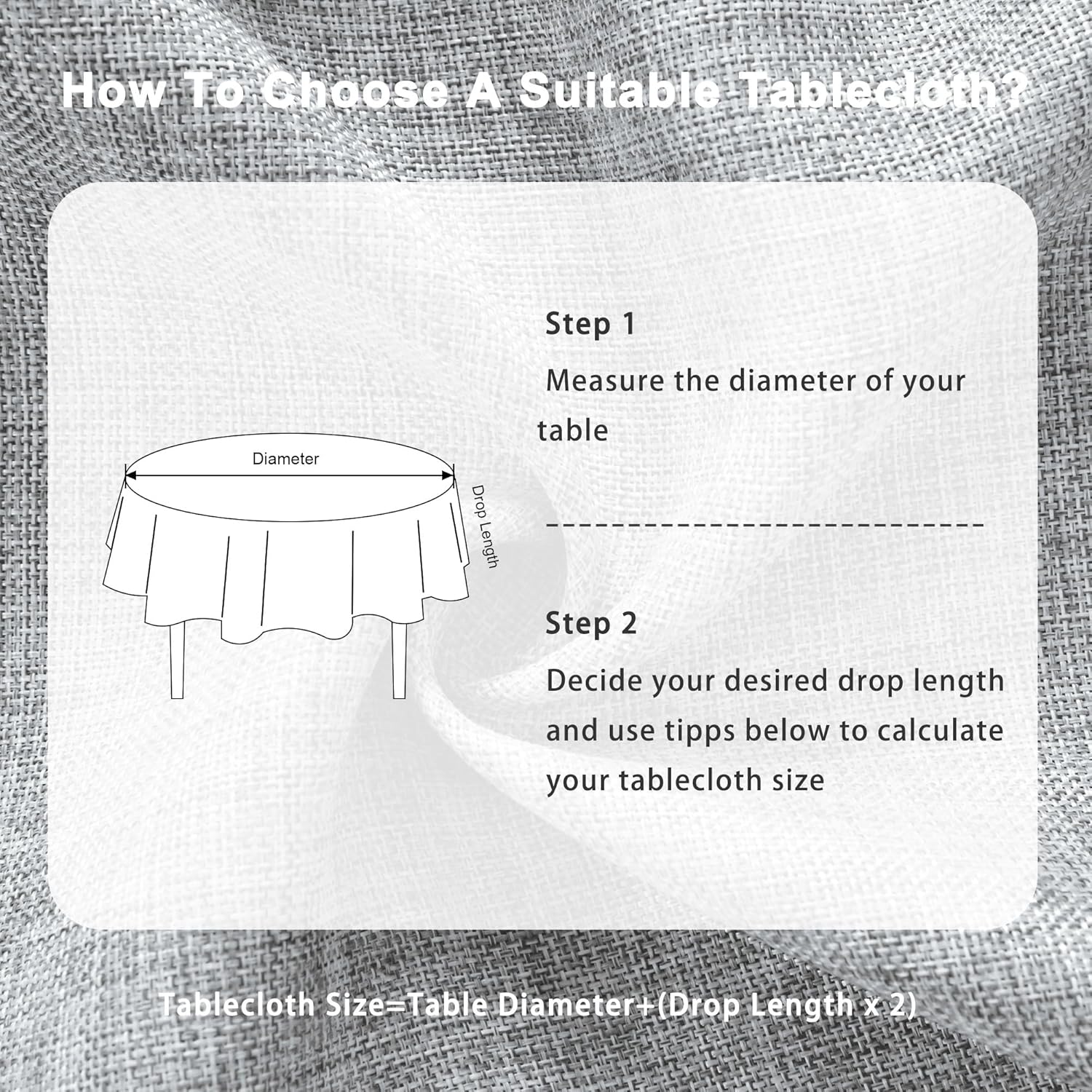 DWCN - nappe ronde lin effet 120cm - imperméable, anti-tache