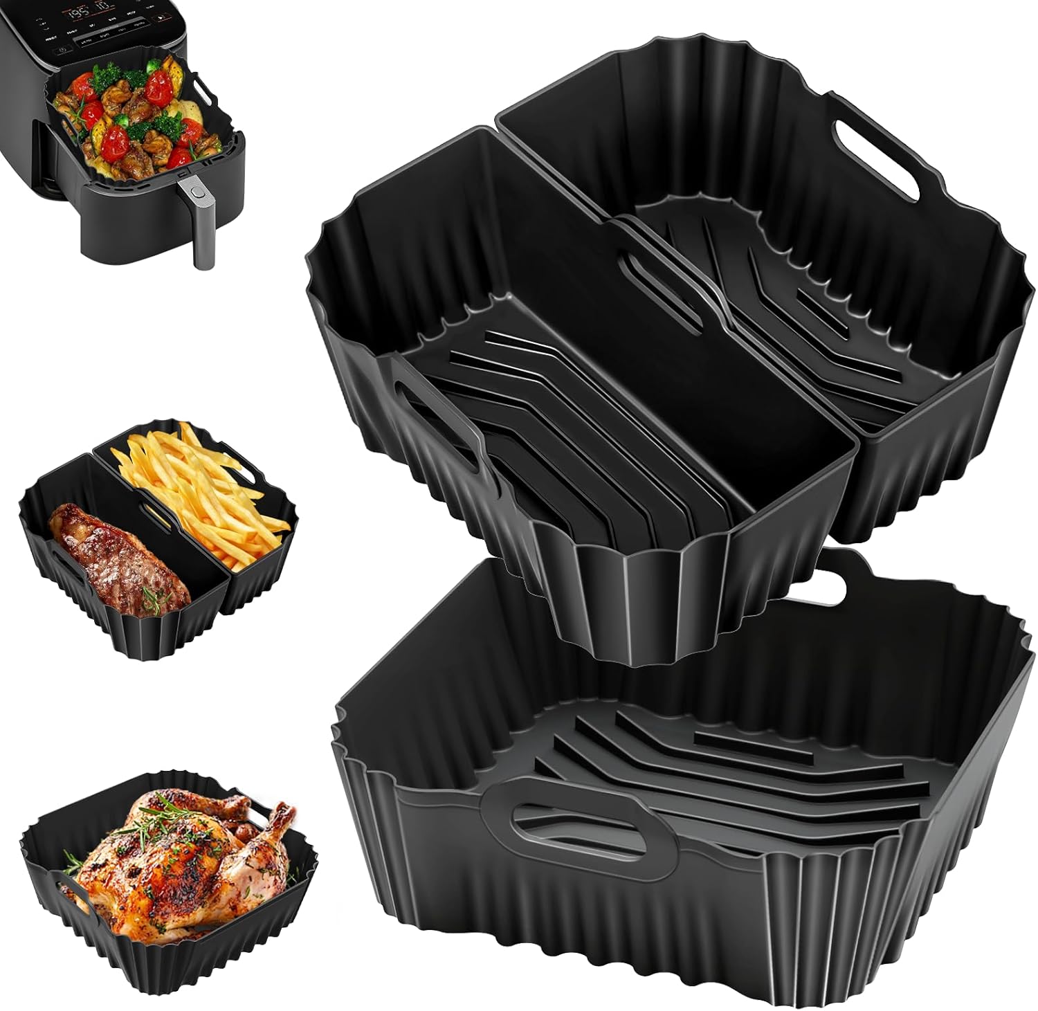 Moule silicone air fryer - série 2000 - 6.2L - lot de 3 réutilisables - NA230