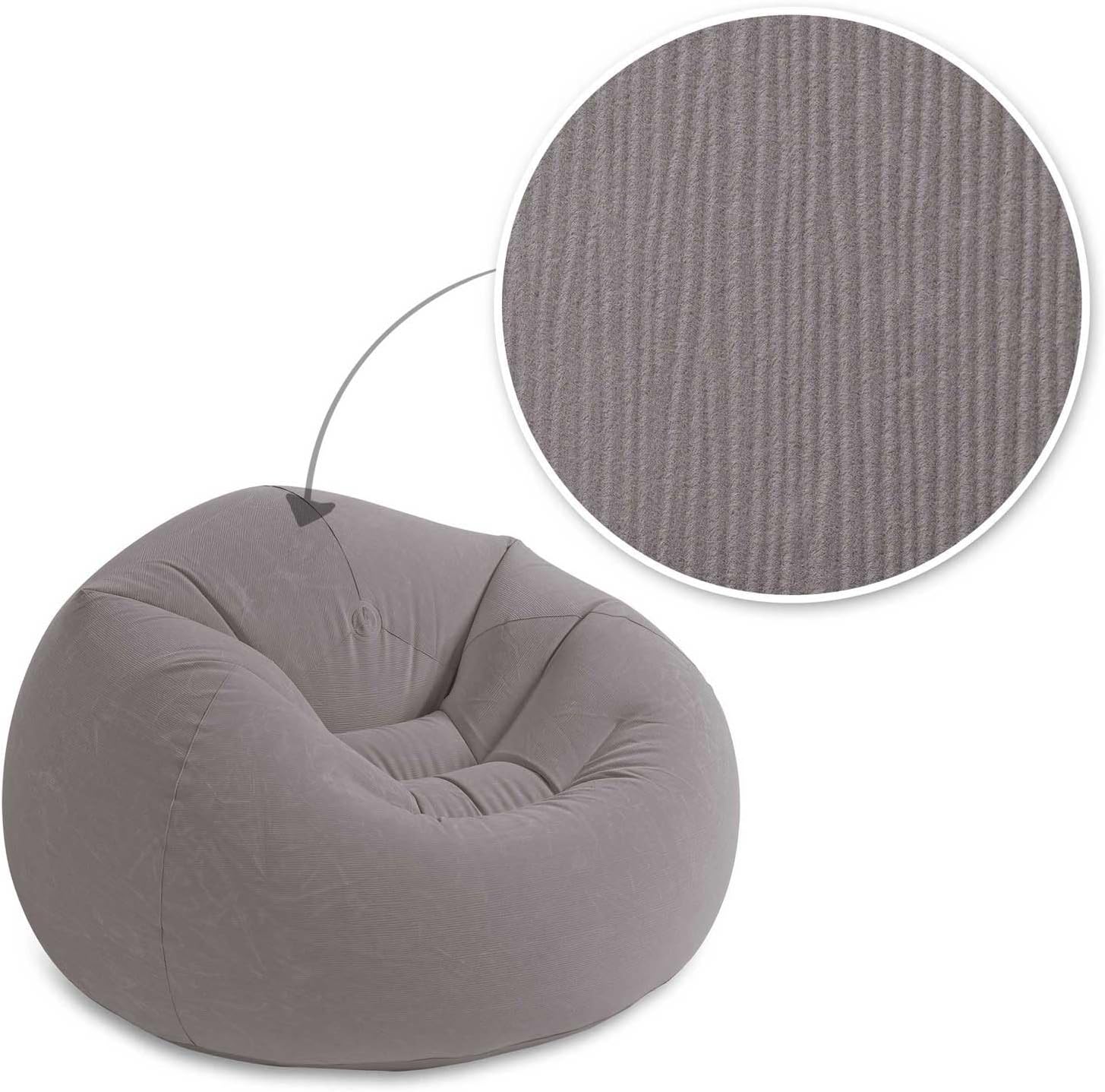 Intex - pouf gonflable beanless - 107x104x69cm - gris - 68579NP
