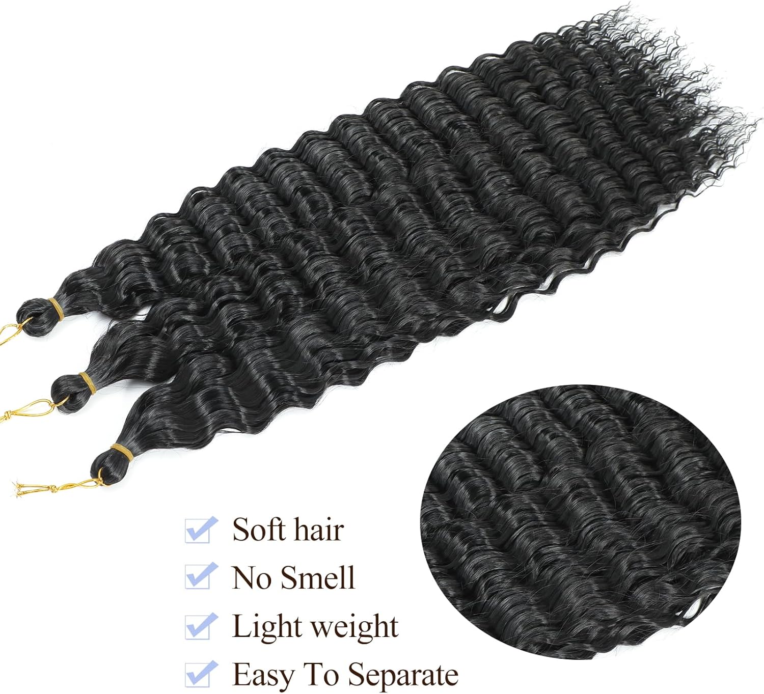 Extensions cheveux - Ocean Wave Deep Wave - 22 pouces - lot de 6, synthétique bouclé