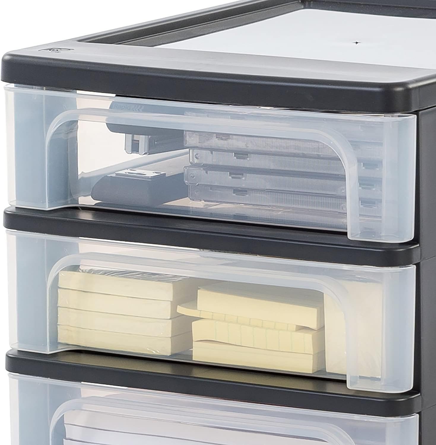 Iris Ohyama - OCH série - format A4 - 2 petits tiroirs, 1 moyen, noir, sans BPA - OCH-2021