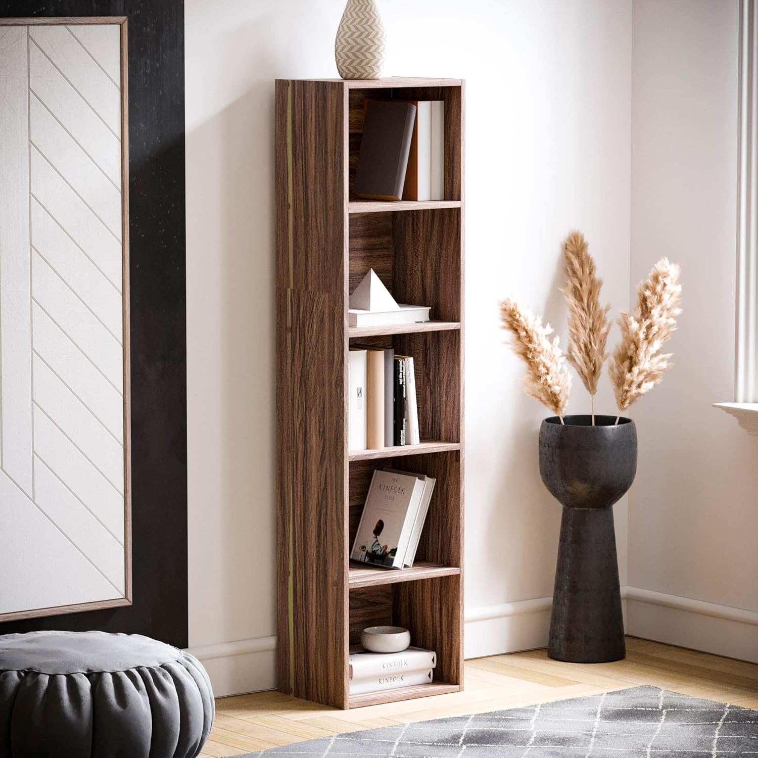 Vida Designs - Oxford bibliothèque 5 étages - bois noyer - rangement élégant