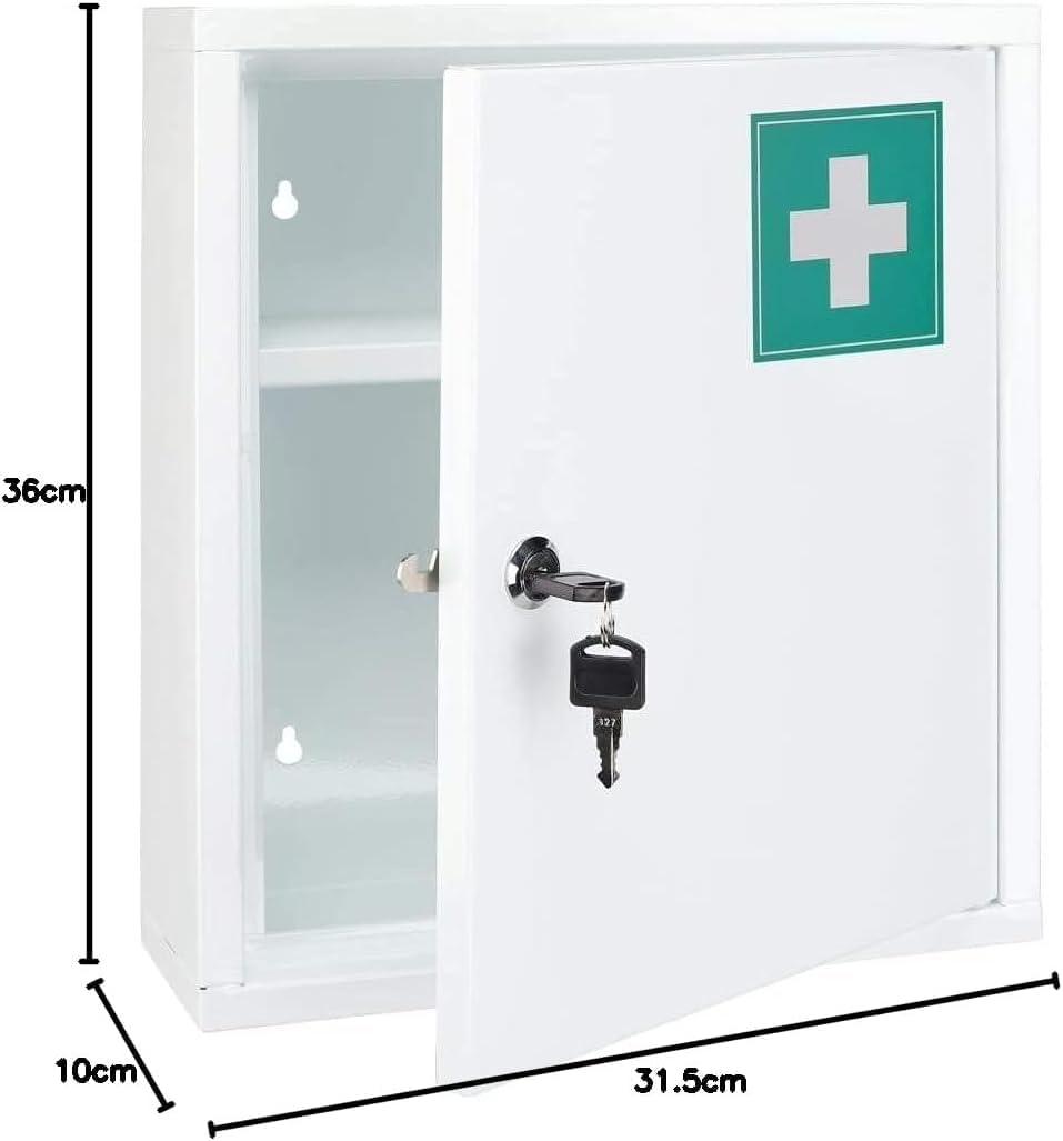 Bambelaa! - Armoire à pharmacie suspendue - 31,5x10x36cm - grande capacité, blanche