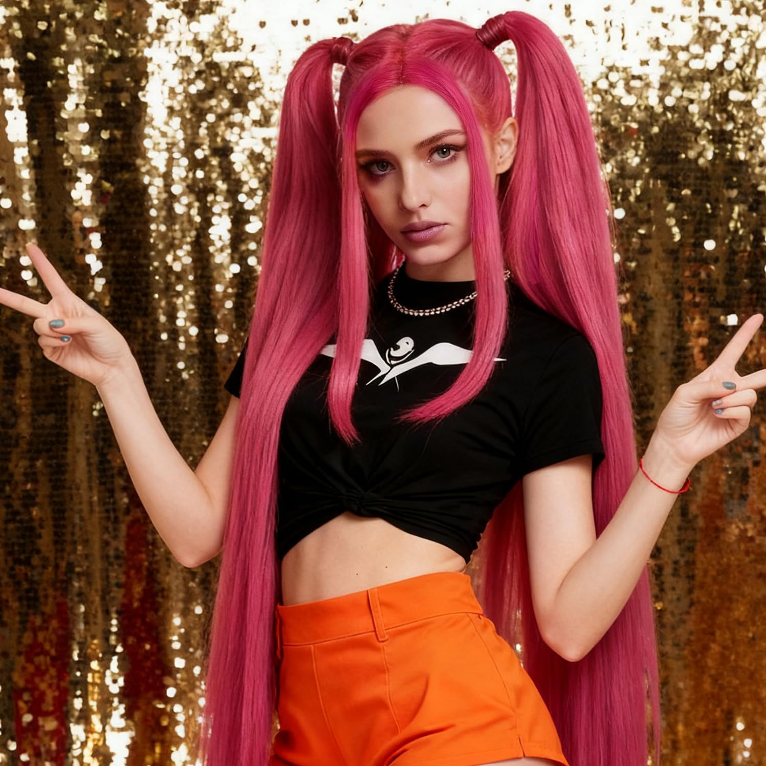 Perruque cosplay enfant - longue violette - festival, Halloween, fête