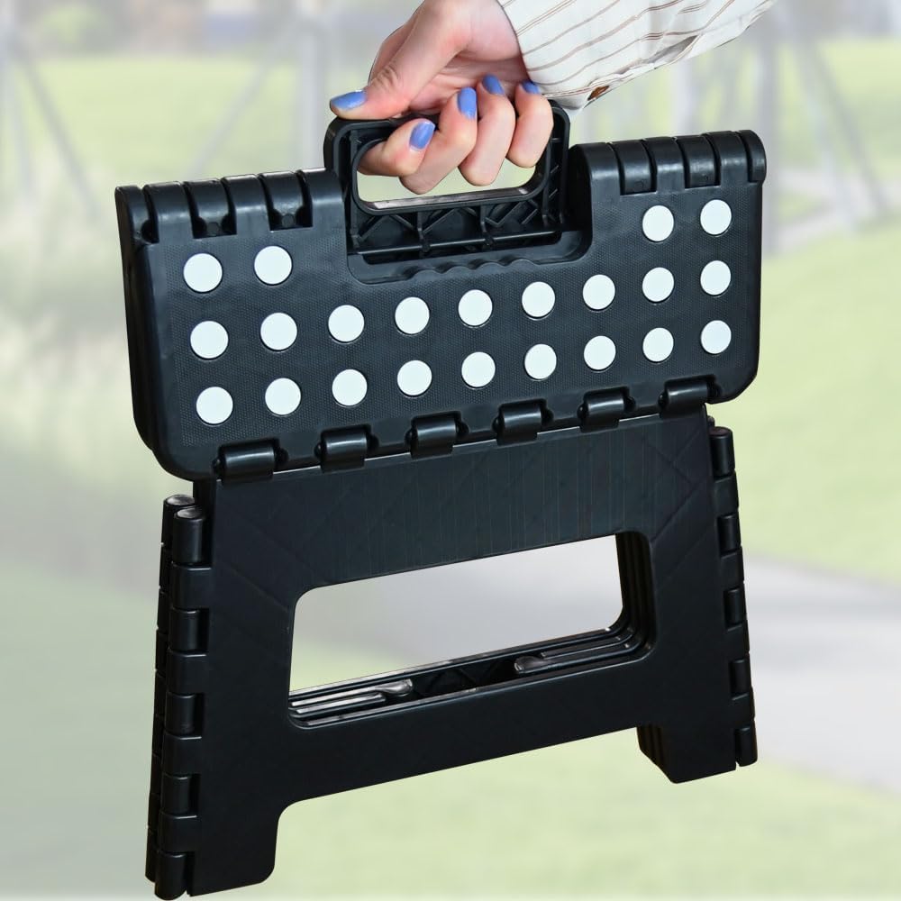 Armo - Tabouret pliant compact - poignée de transport, 150kg max, noir