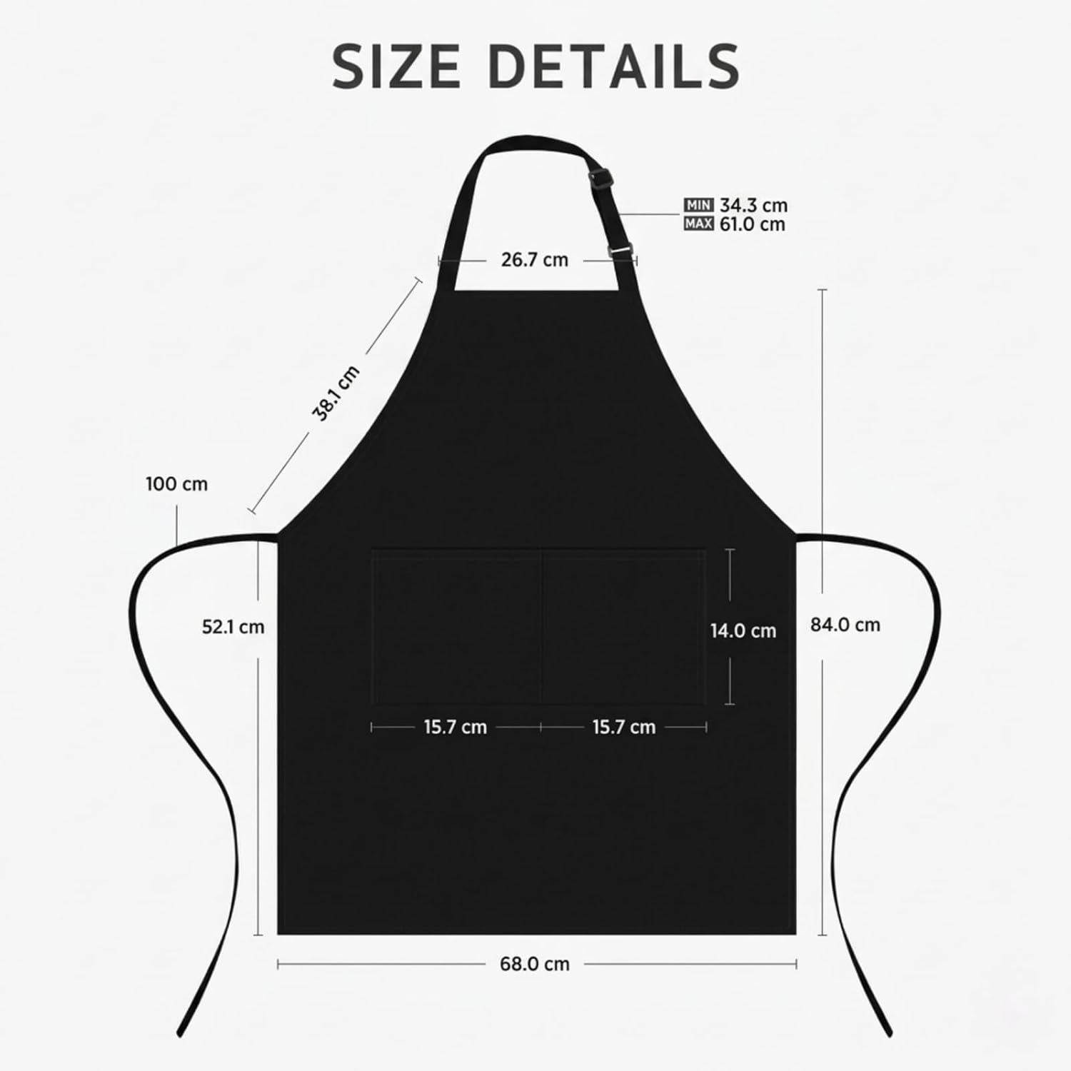 Tablier de cuisine - unisexe, réglable, poches, imperméable, anti-taches, idéal BBQ, peinture, coiffure, jardinage