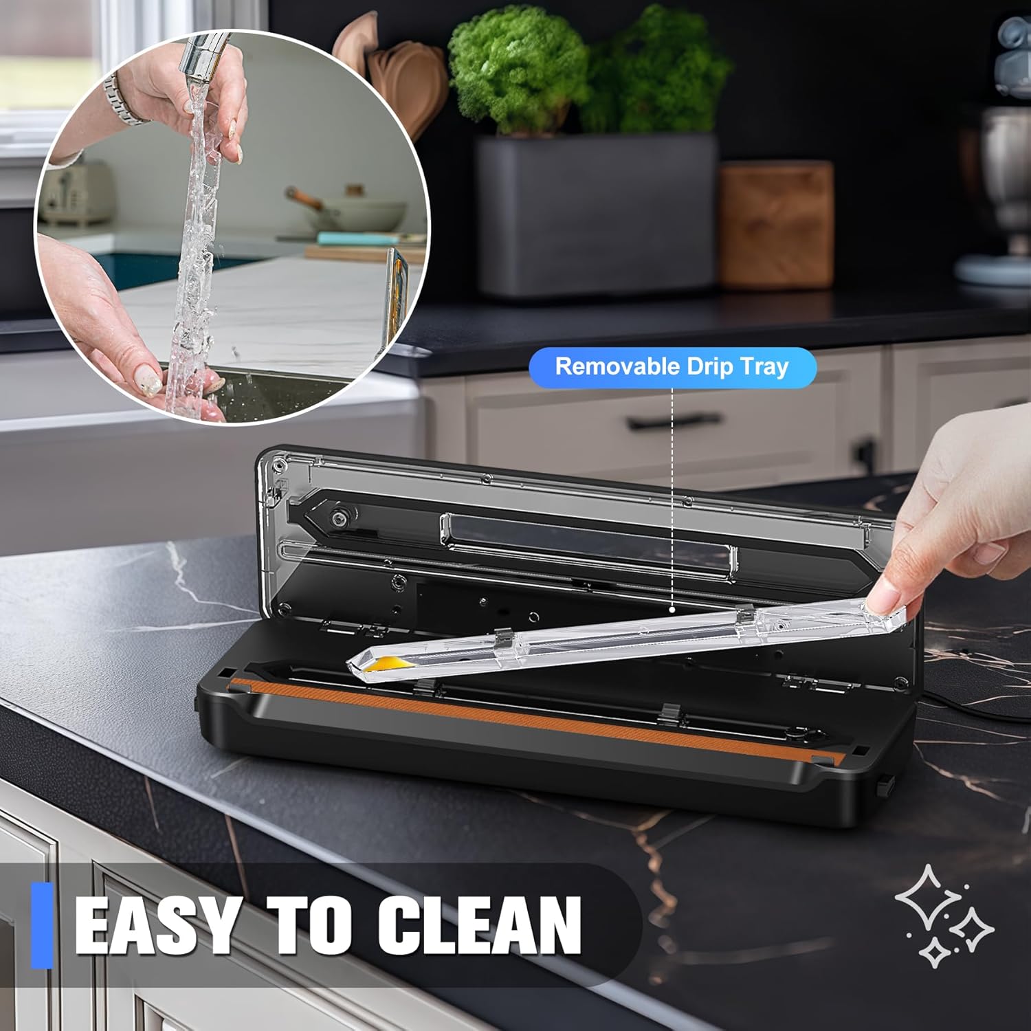 Machine sous vide alimentaire - double thermoscellage, 7en1, 80KPA, compatible aliments secs/humides